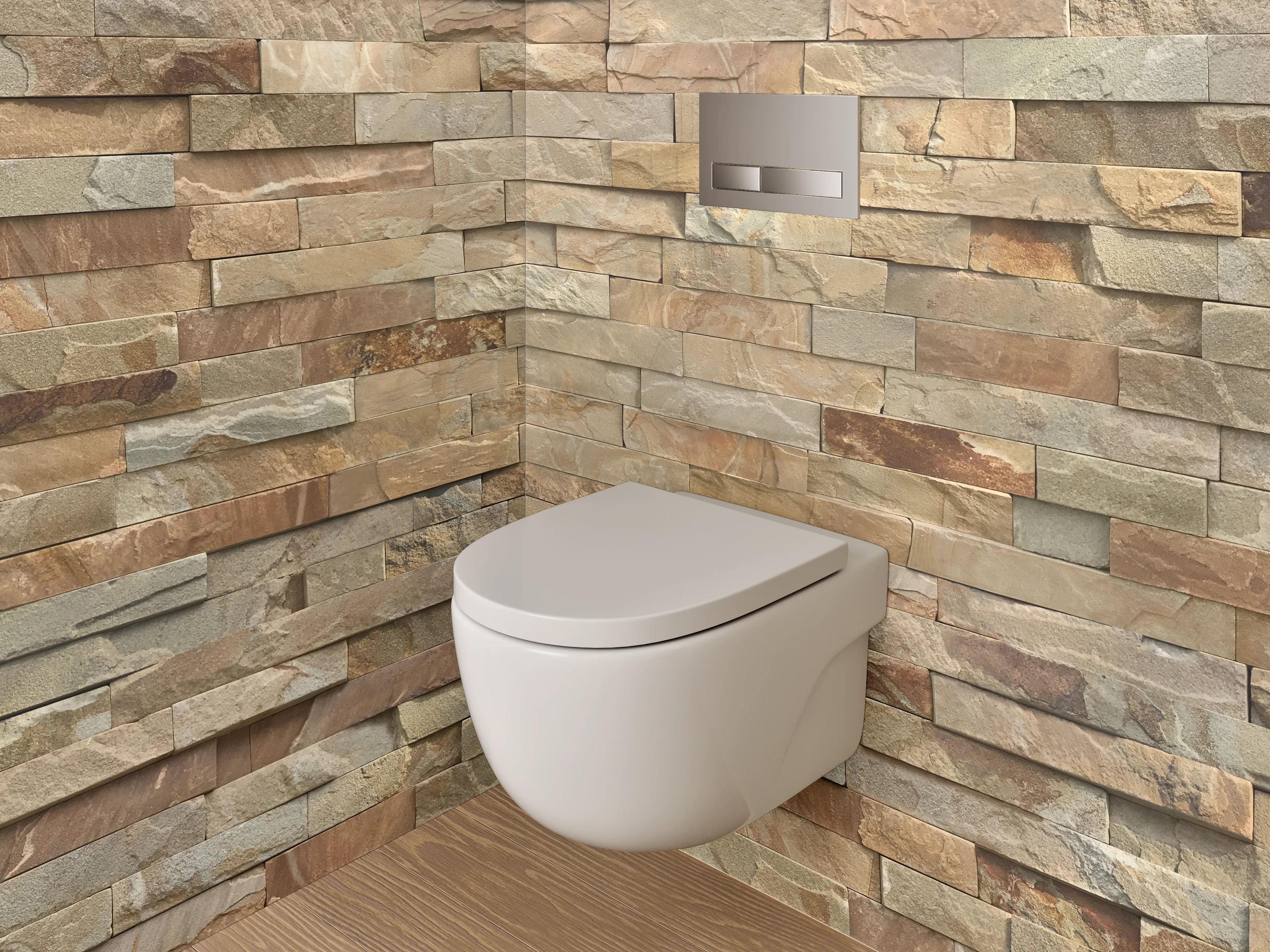 WC-Rückwand - Natursteinmauer Optik Braun Beige