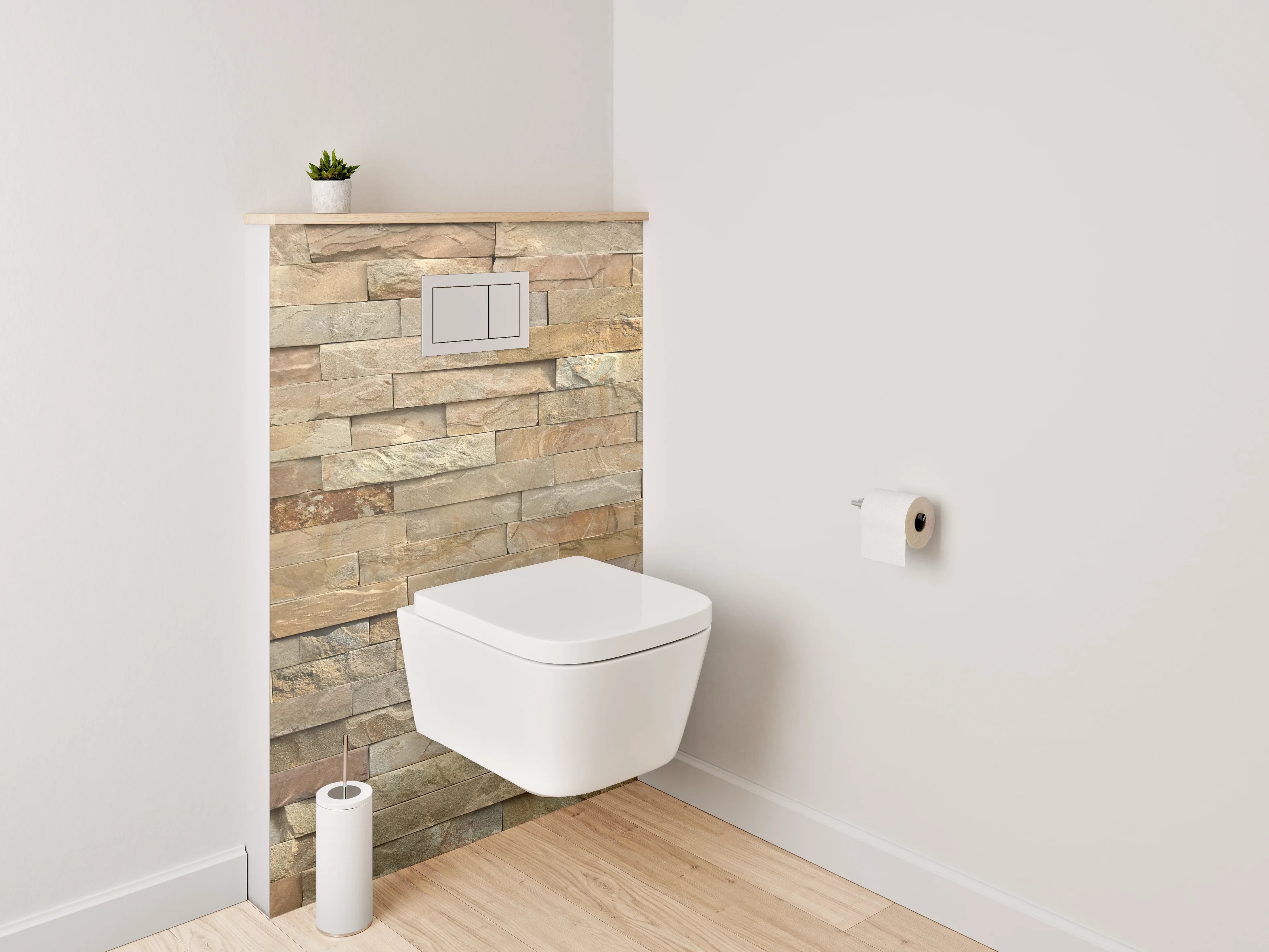 WC-Rückwand - Natursteinmauer Optik Braun Beige