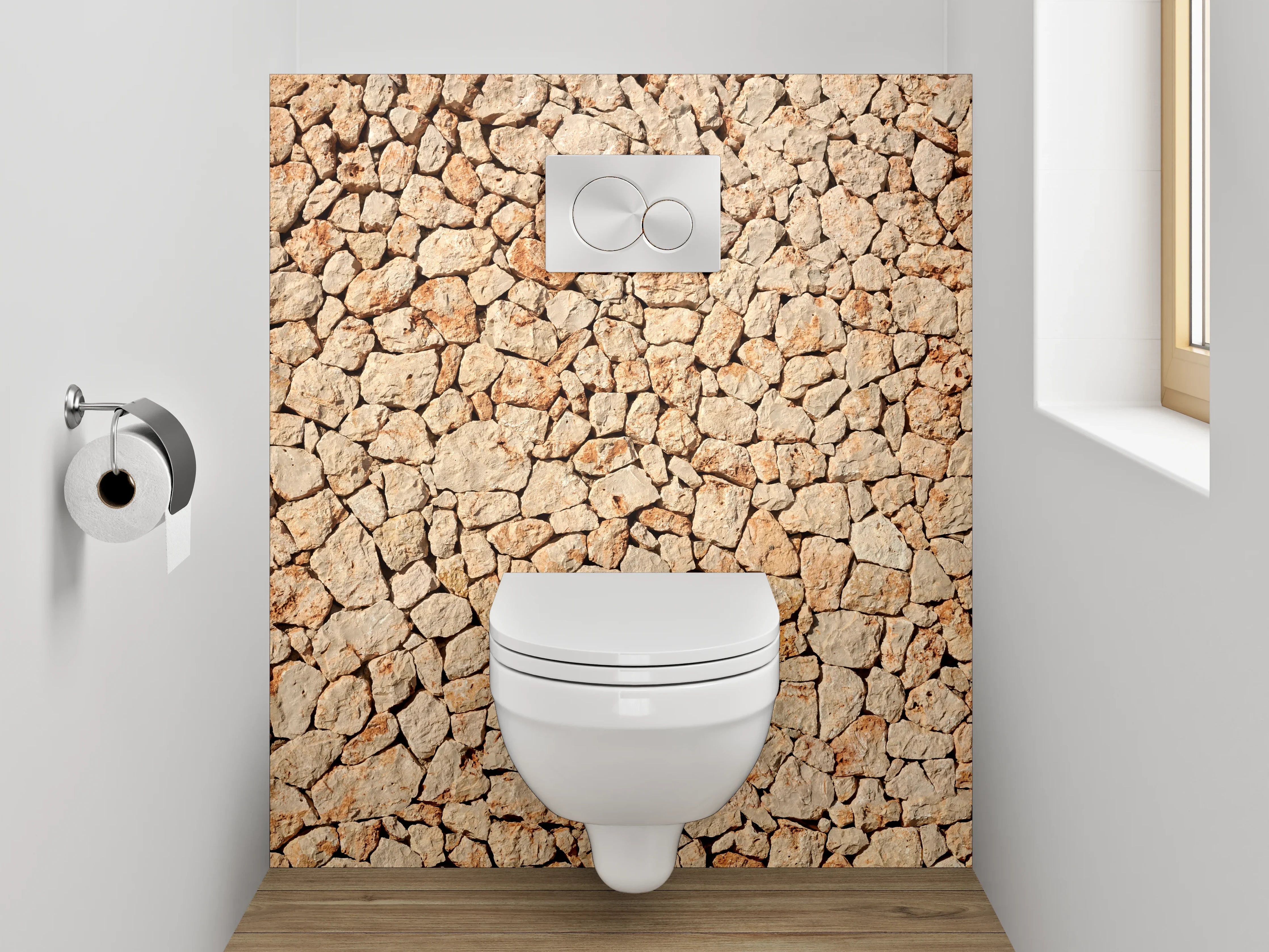 WC-Rückwand - Natursteinmauer Struktur Wanddeko