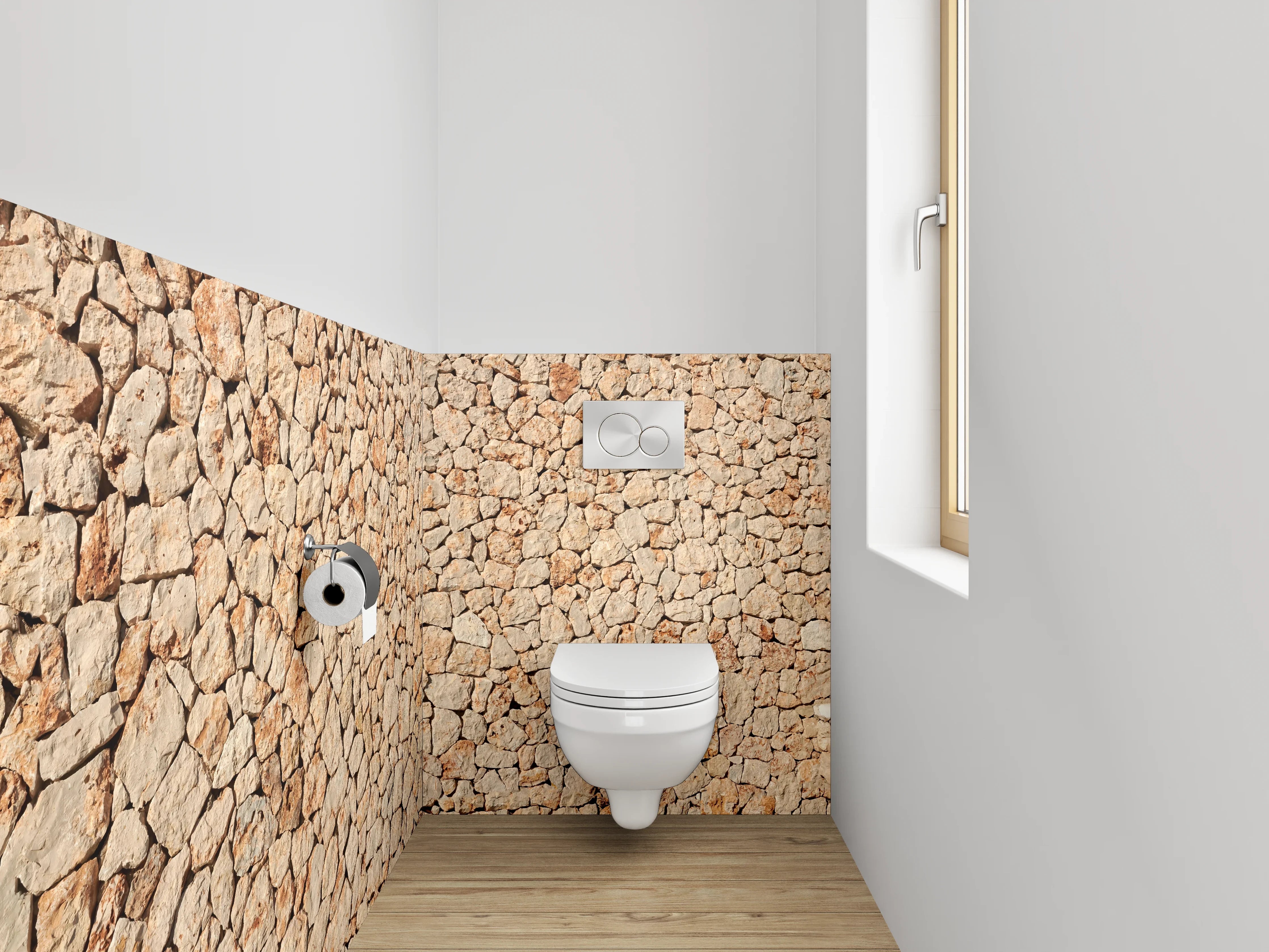 WC-Rückwand - Natursteinmauer Struktur Wanddeko