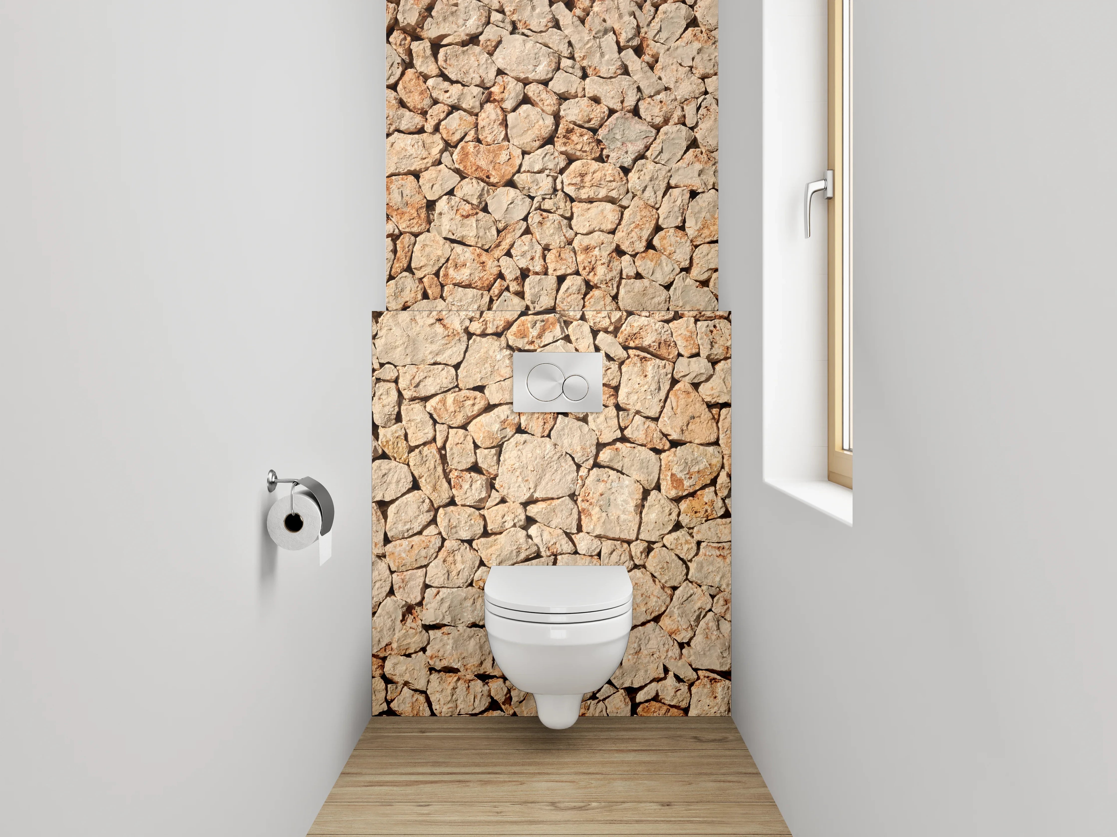 WC-Rückwand - Natursteinmauer Struktur Wanddeko