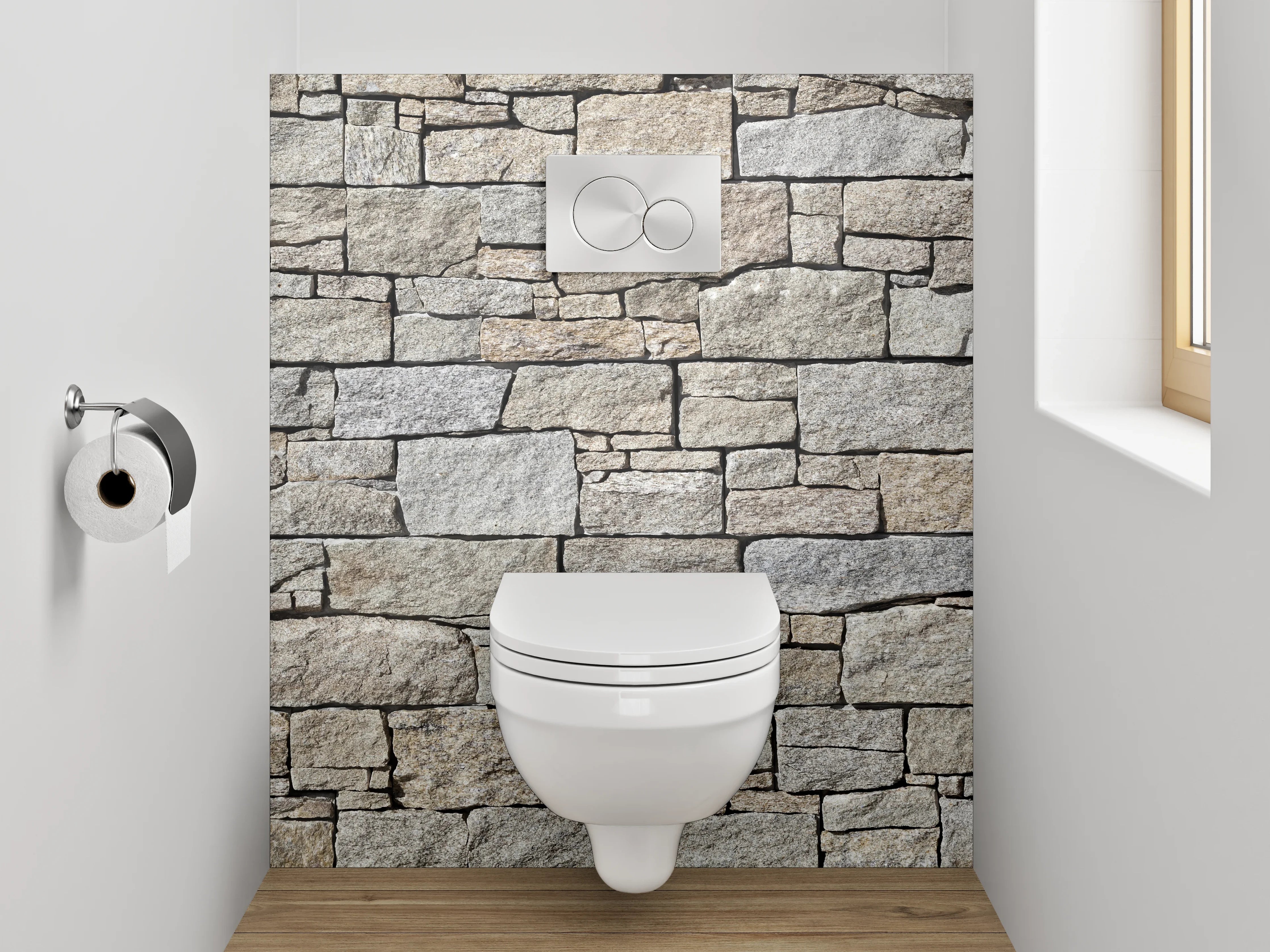 WC-Rückwand - Natursteinmauer Vintage Optik