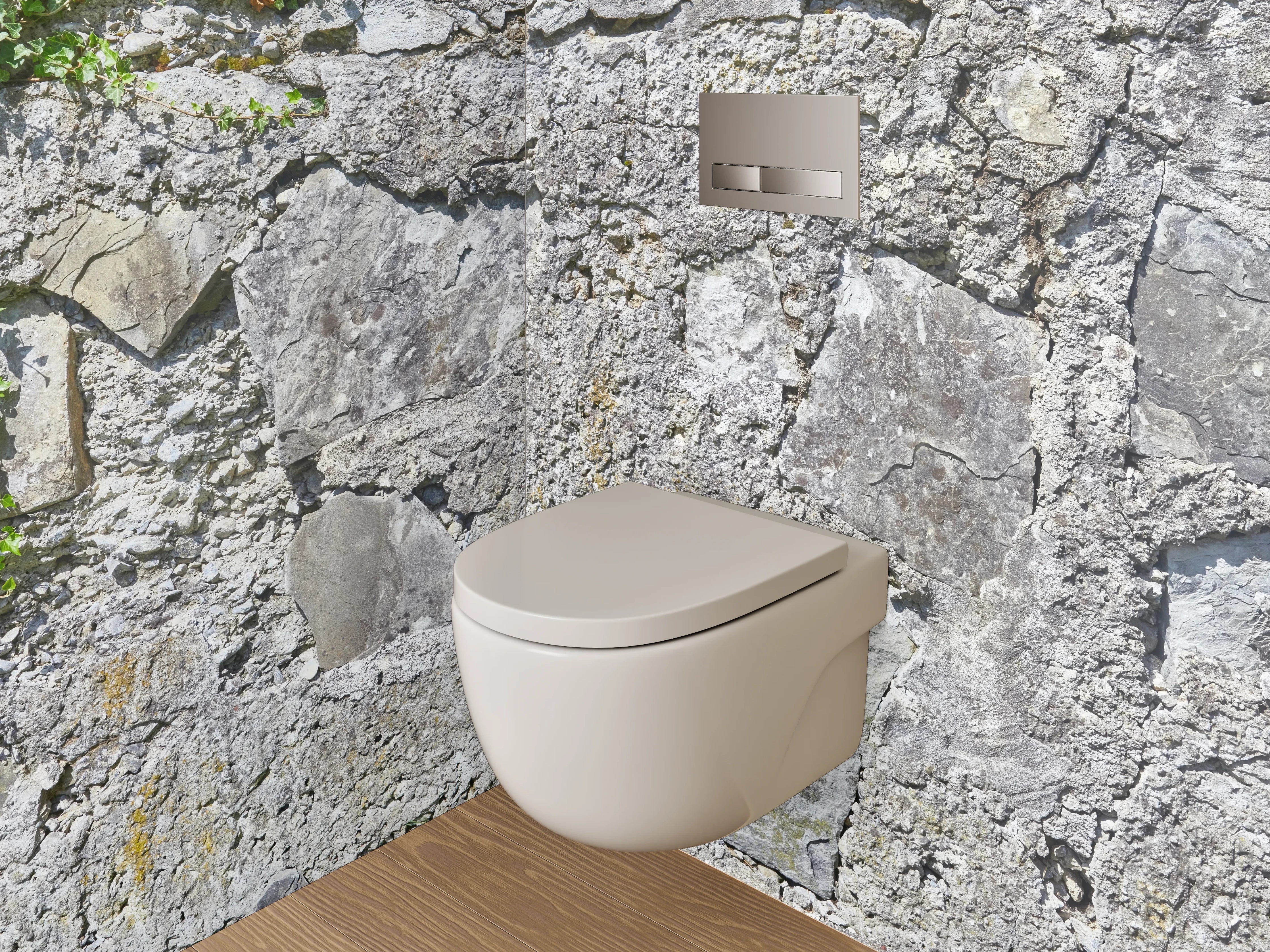 WC-Rückwand - Natursteinmauer in Grau und Weiß