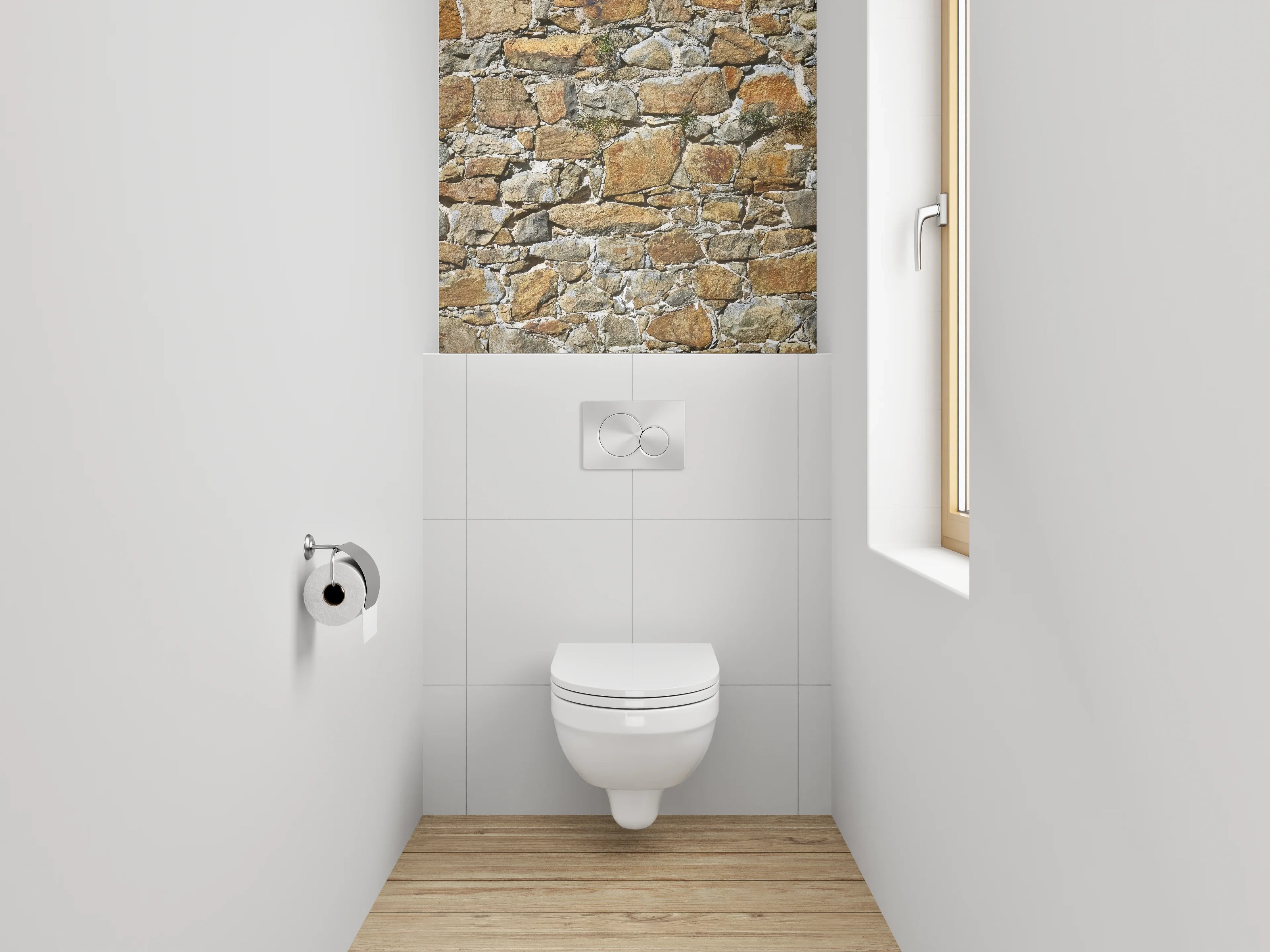 WC-Rückwand - Natursteinmauer rustikal Braun Grau