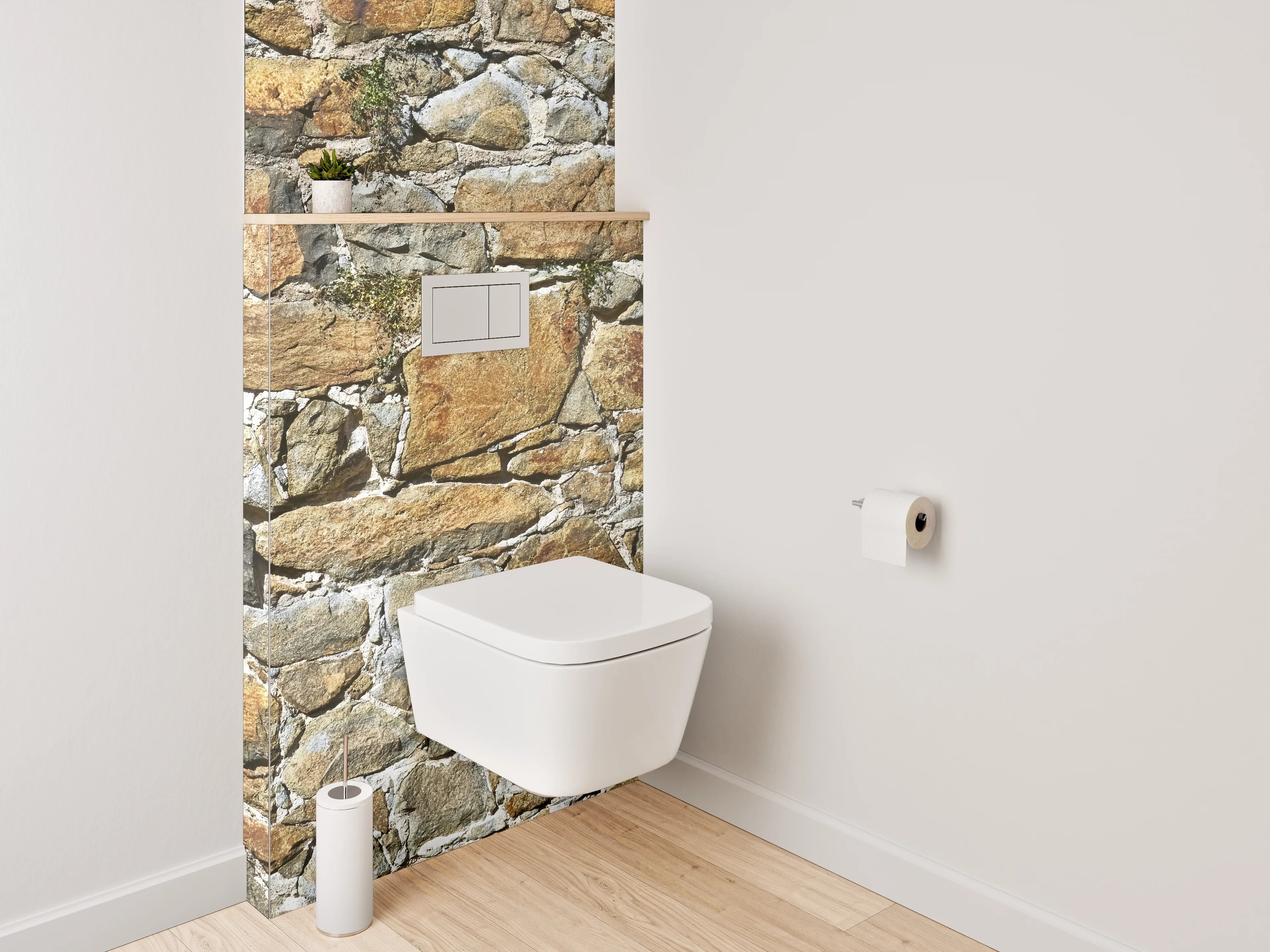 WC-Rückwand - Natursteinmauer rustikal Braun Grau