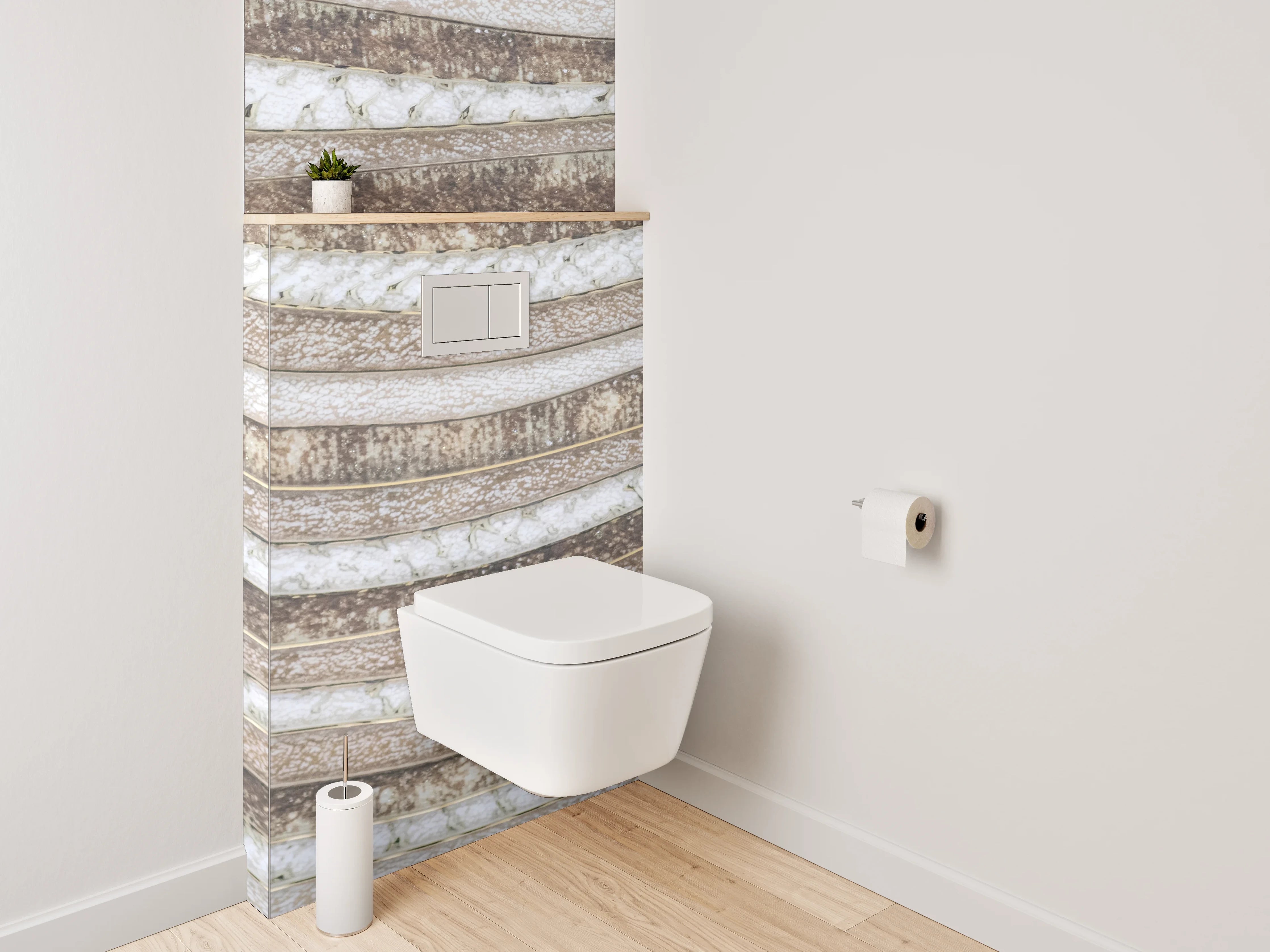 WC-Rückwand - Natursteinwellen in Sand- und Beigetönen