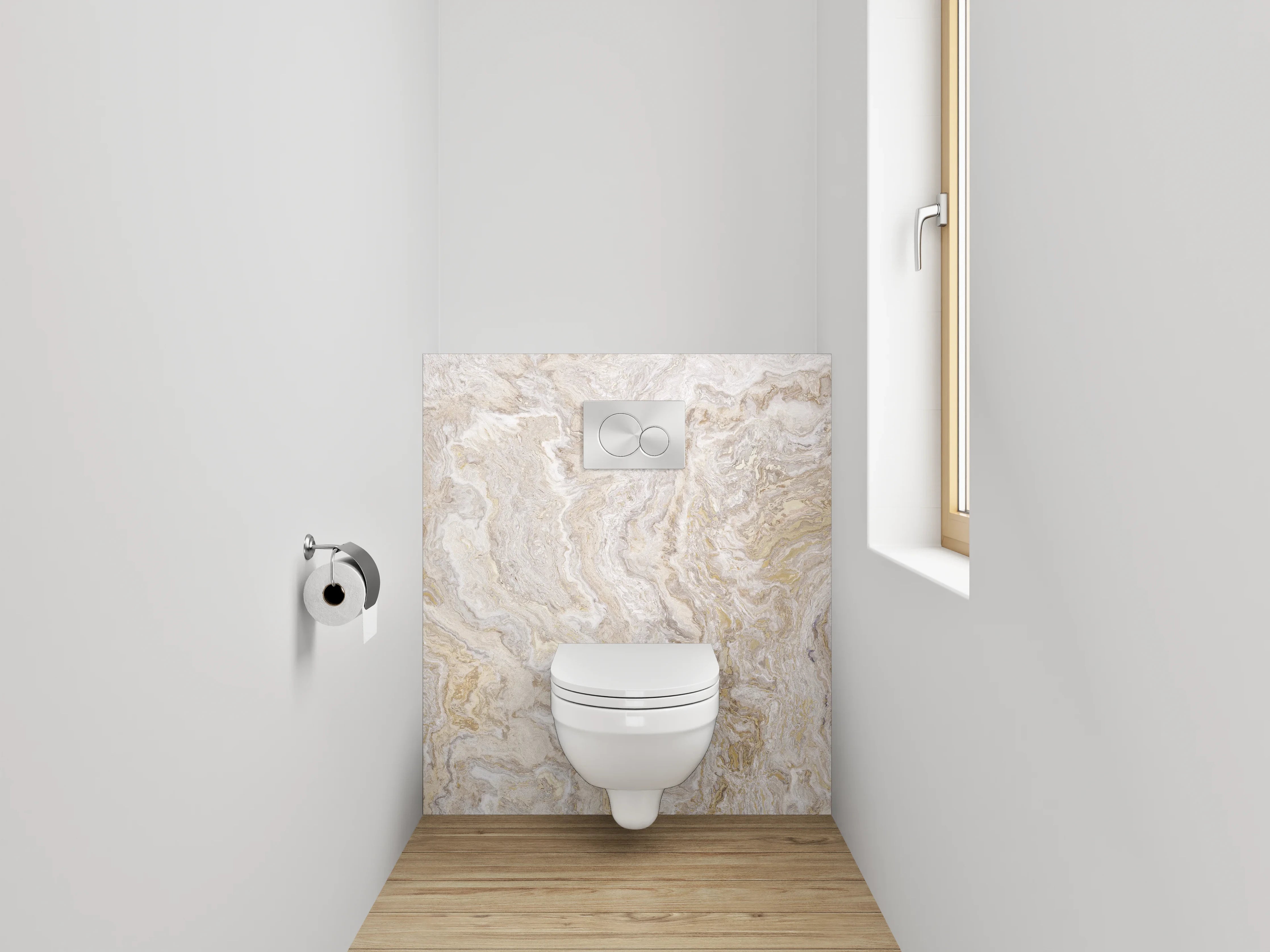 WC-Rückwand - Naturweißer Marmor mit feiner Maserung