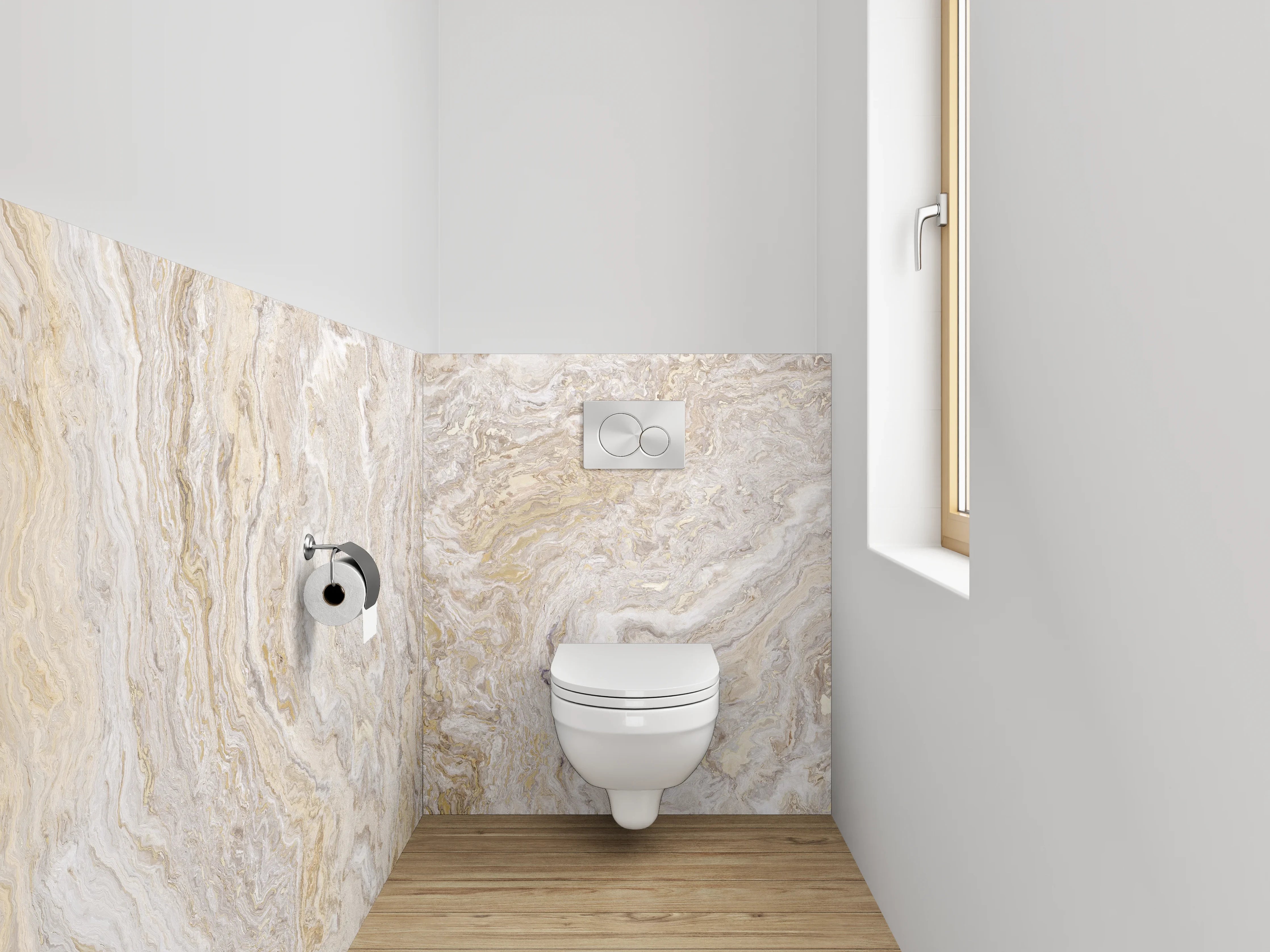 WC-Rückwand - Naturweißer Marmor mit feiner Maserung