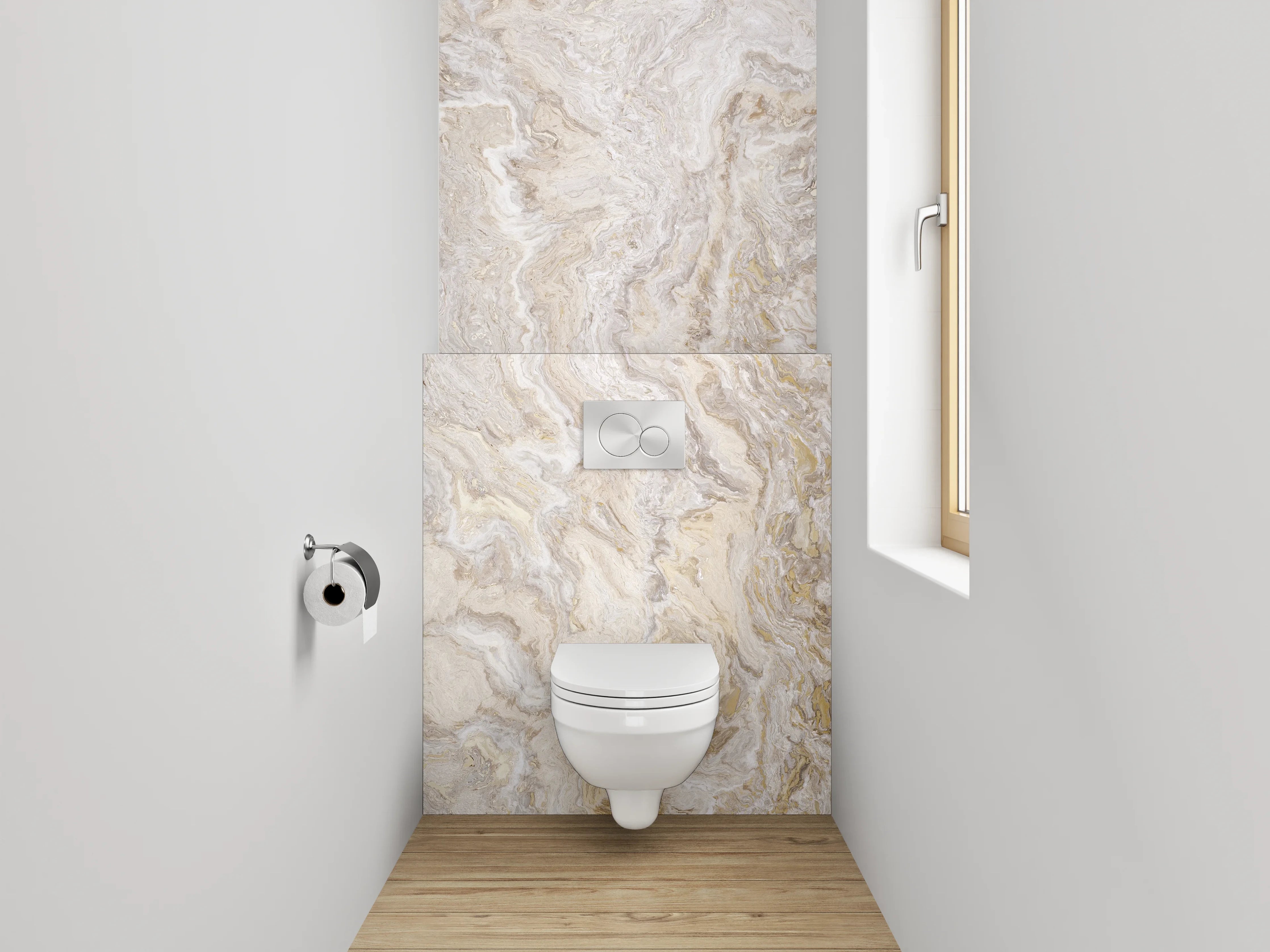 WC-Rückwand - Naturweißer Marmor mit feiner Maserung