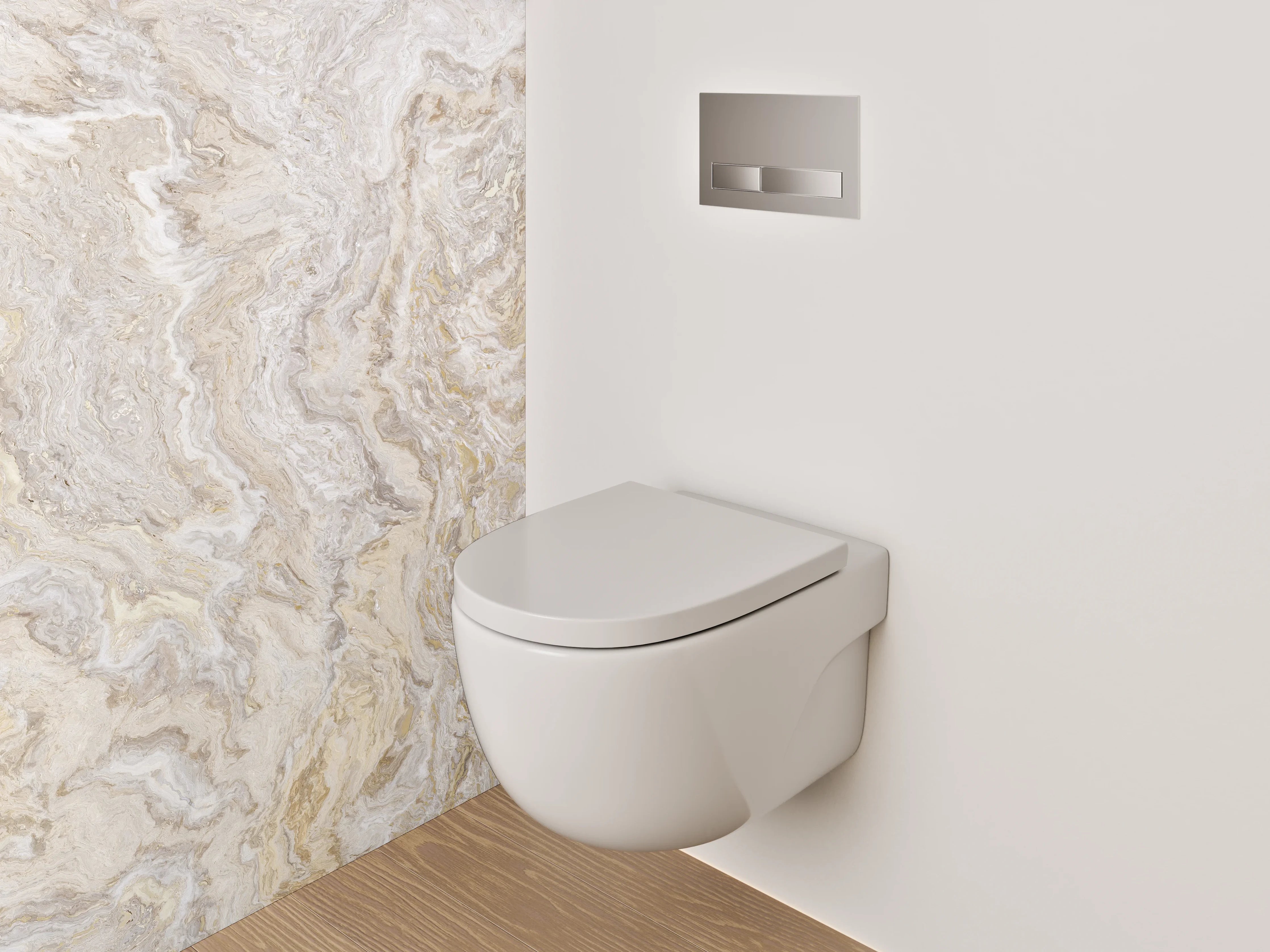 WC-Rückwand - Naturweißer Marmor mit feiner Maserung