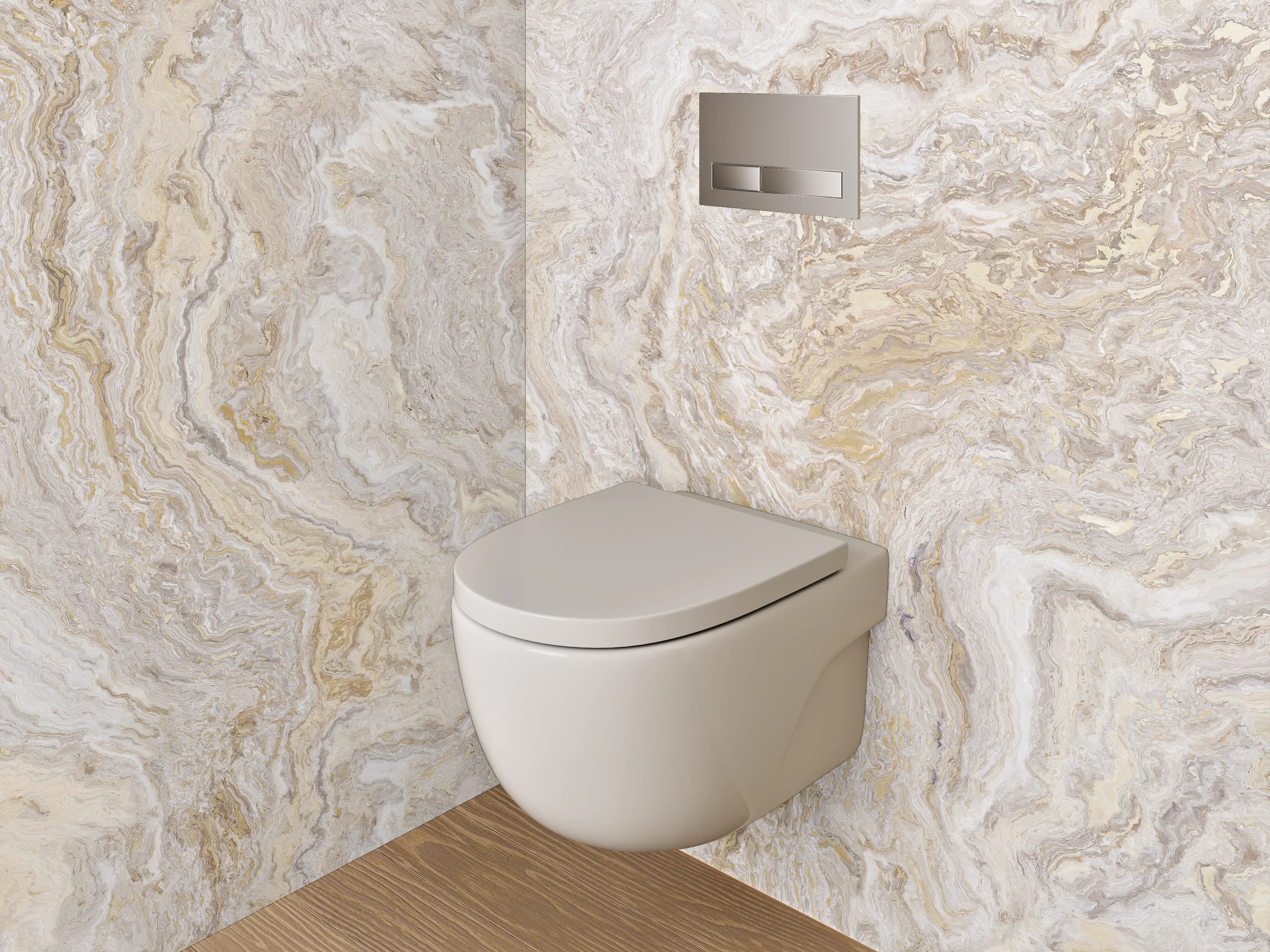 WC-Rückwand - Naturweißer Marmor mit feiner Maserung