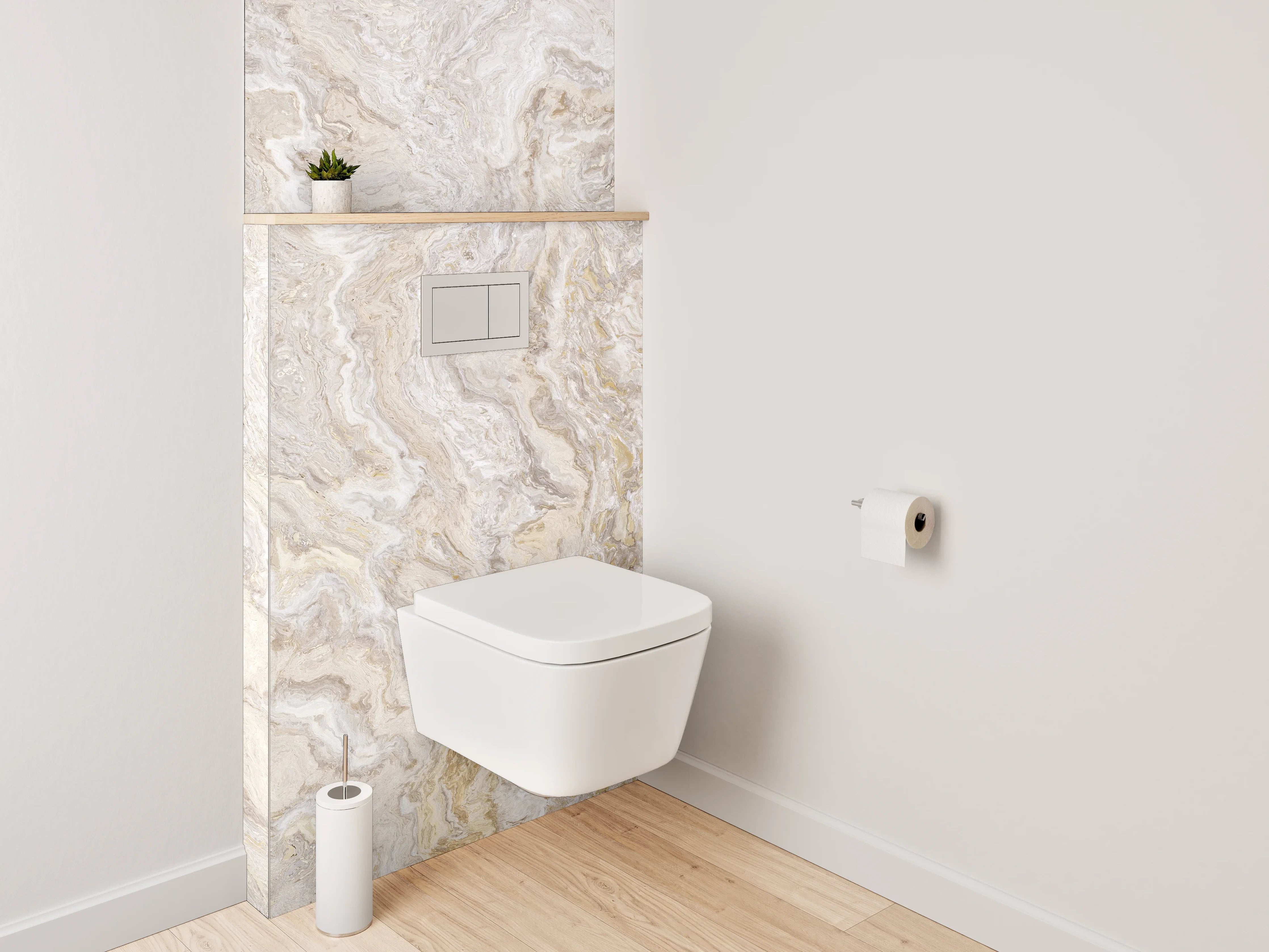 WC-Rückwand - Naturweißer Marmor mit feiner Maserung