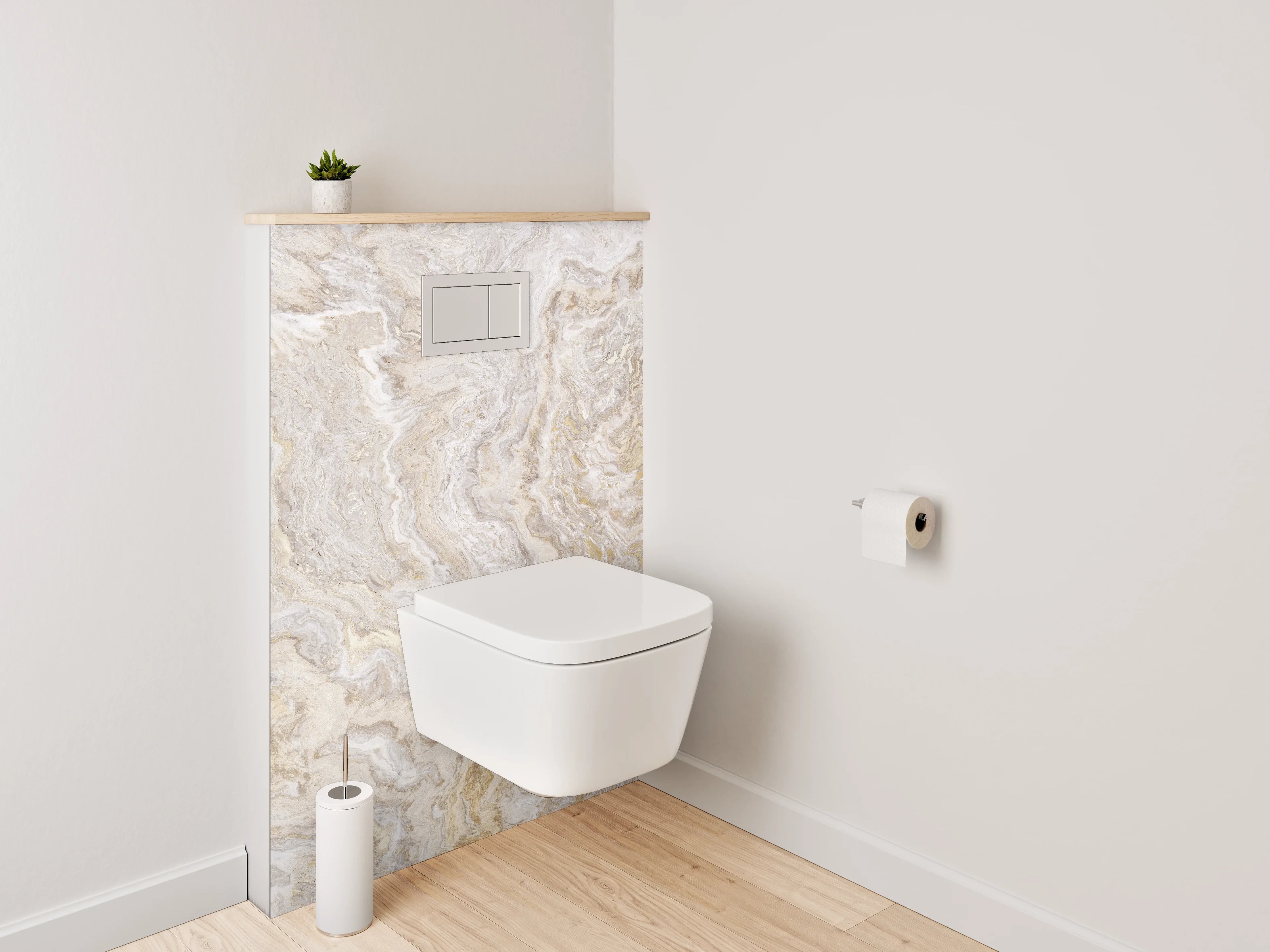 WC-Rückwand - Naturweißer Marmor mit feiner Maserung
