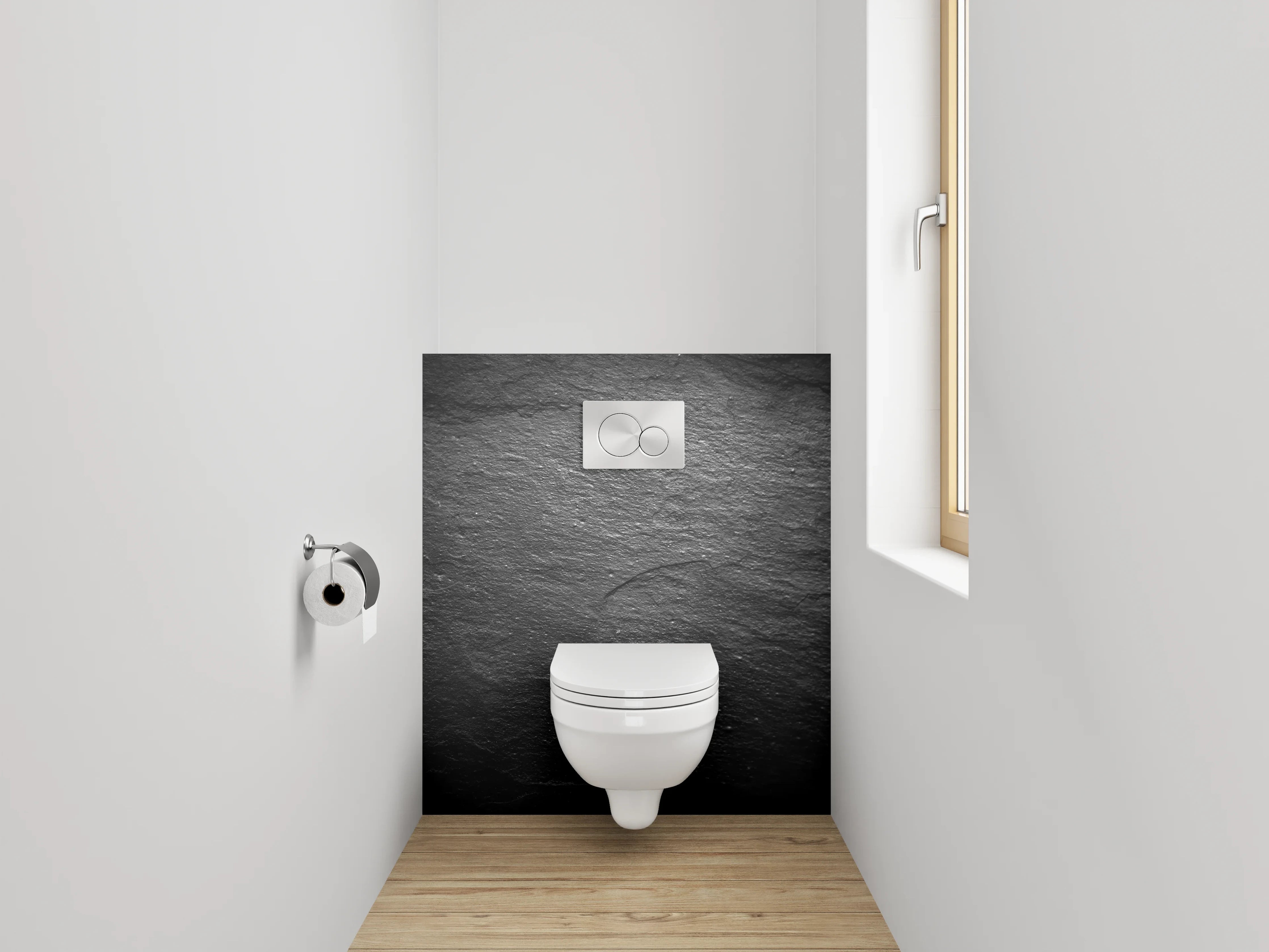 WC-Rückwand - Nebelgrau auf Schneeweiß