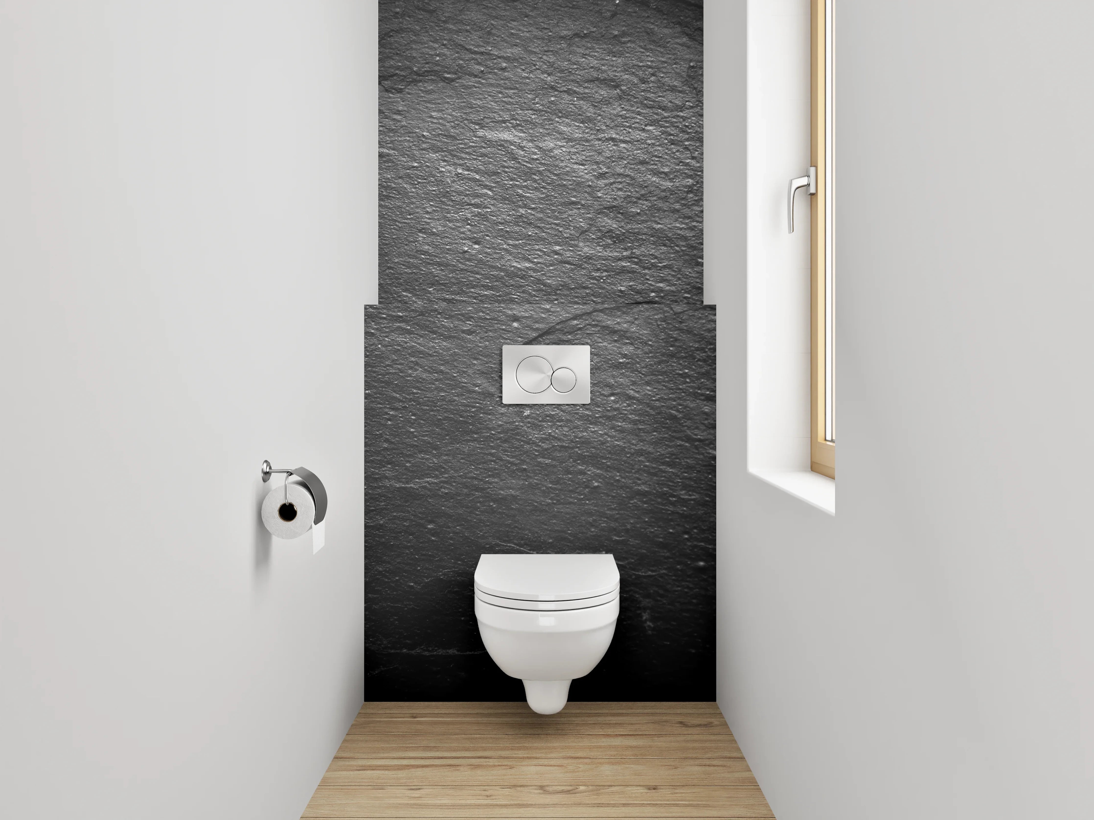 WC-Rückwand - Nebelgrau auf Schneeweiß