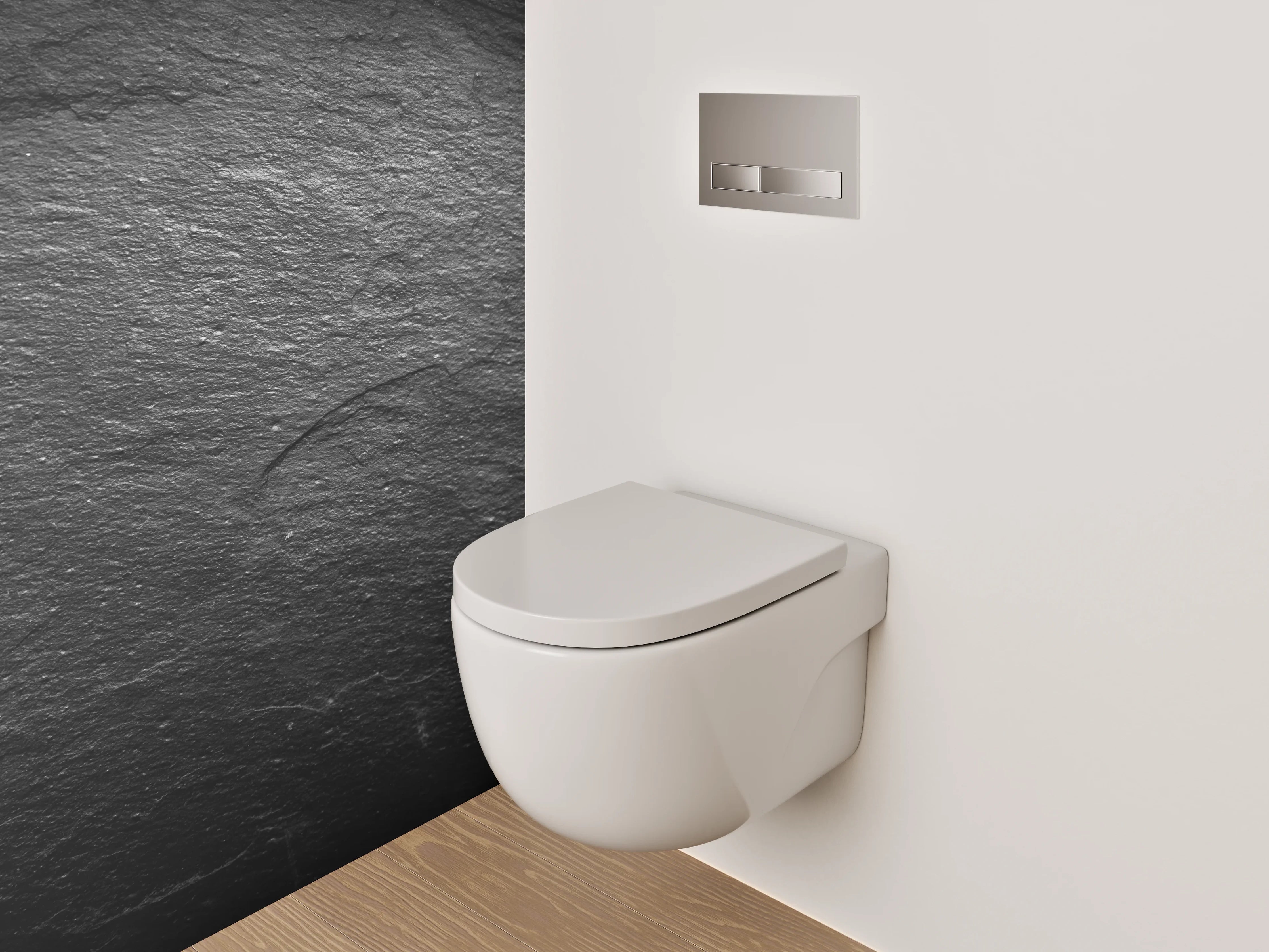 WC-Rückwand - Nebelgrau auf Schneeweiß