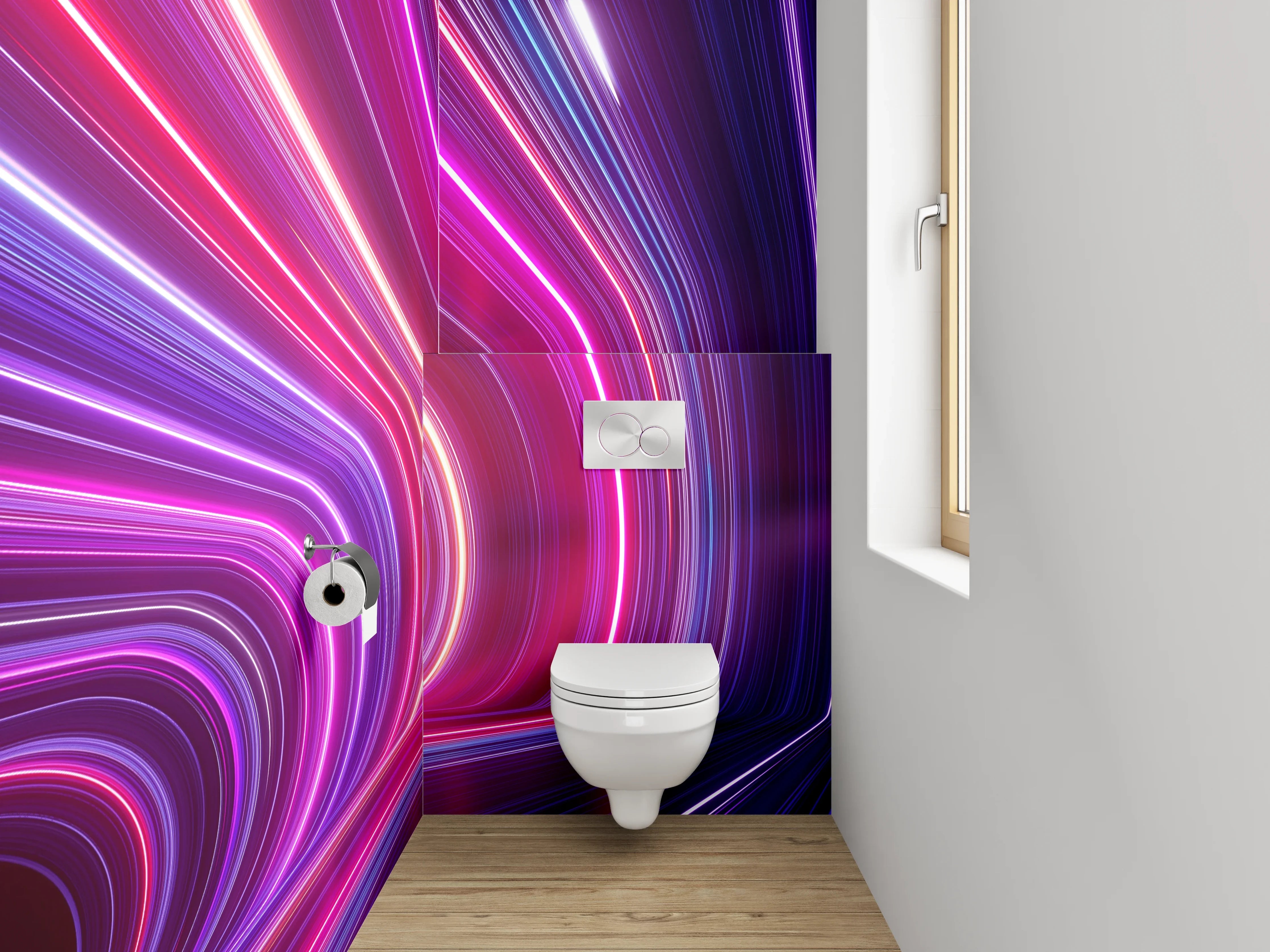 WC-Rückwand - Neon Lichter Tunnel Abstrakt