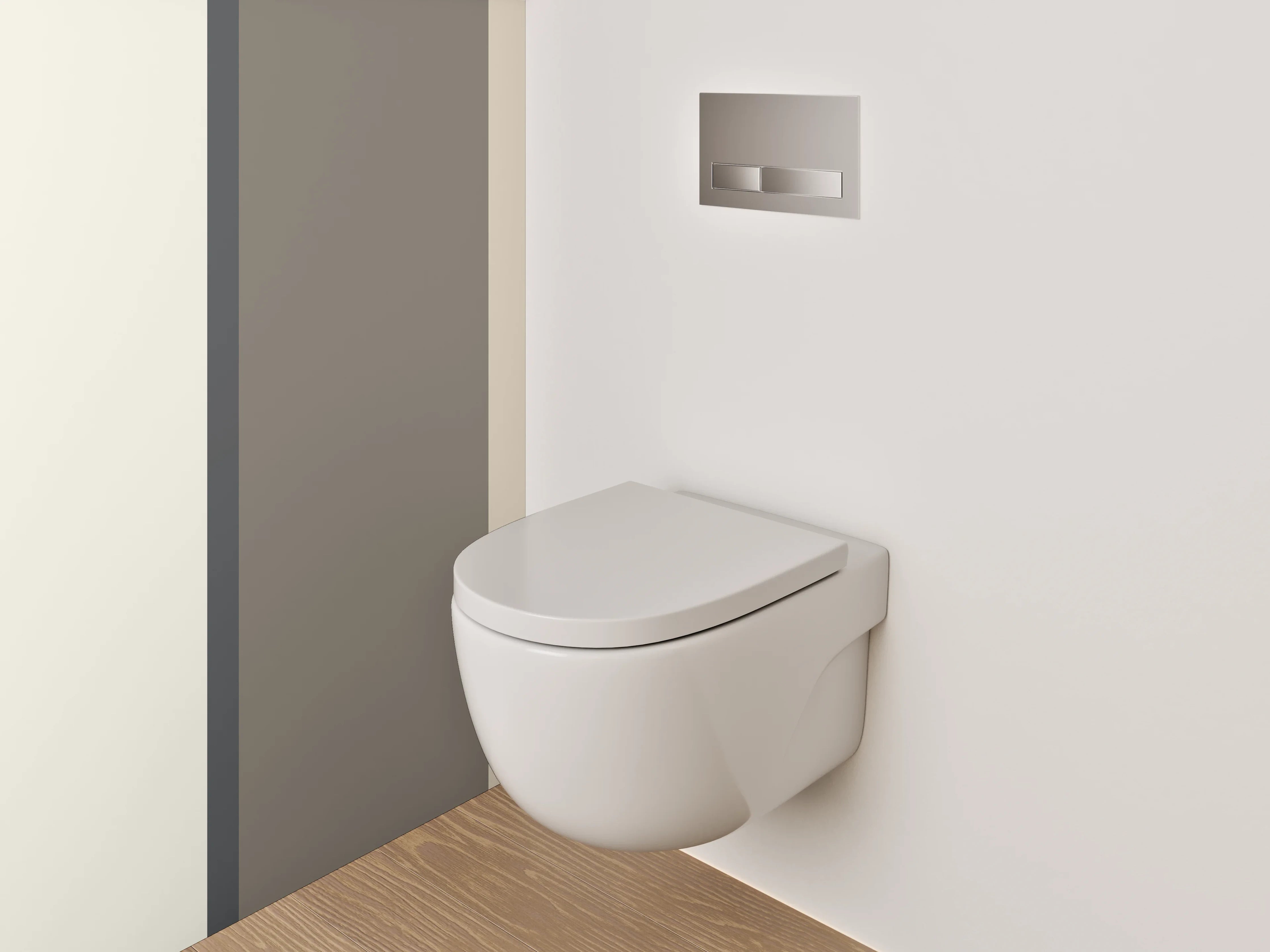 WC-Rückwand - Neutrale Farbpalette in Beige und Grau