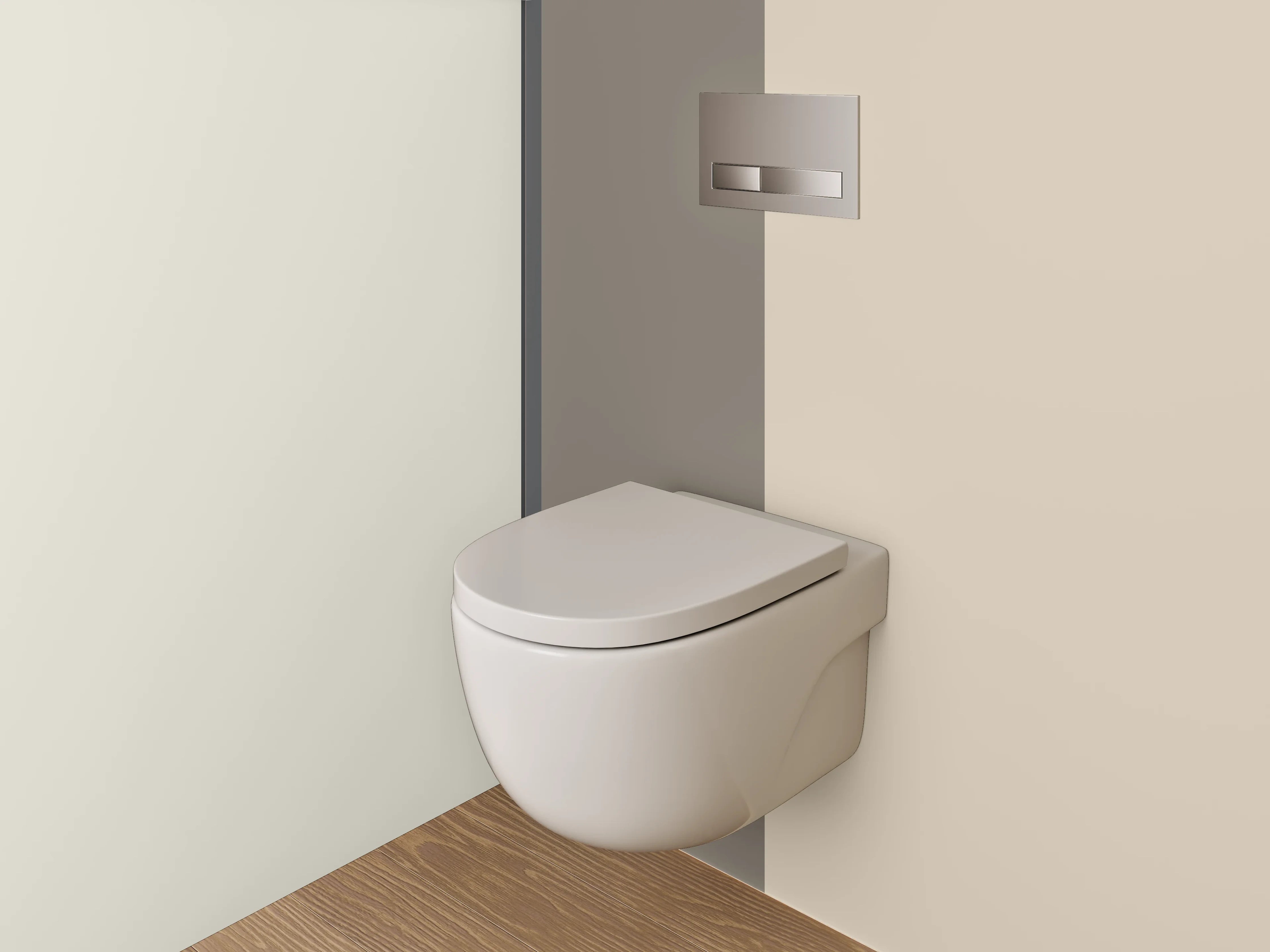WC-Rückwand - Neutrale Farbpalette in Beige und Grau