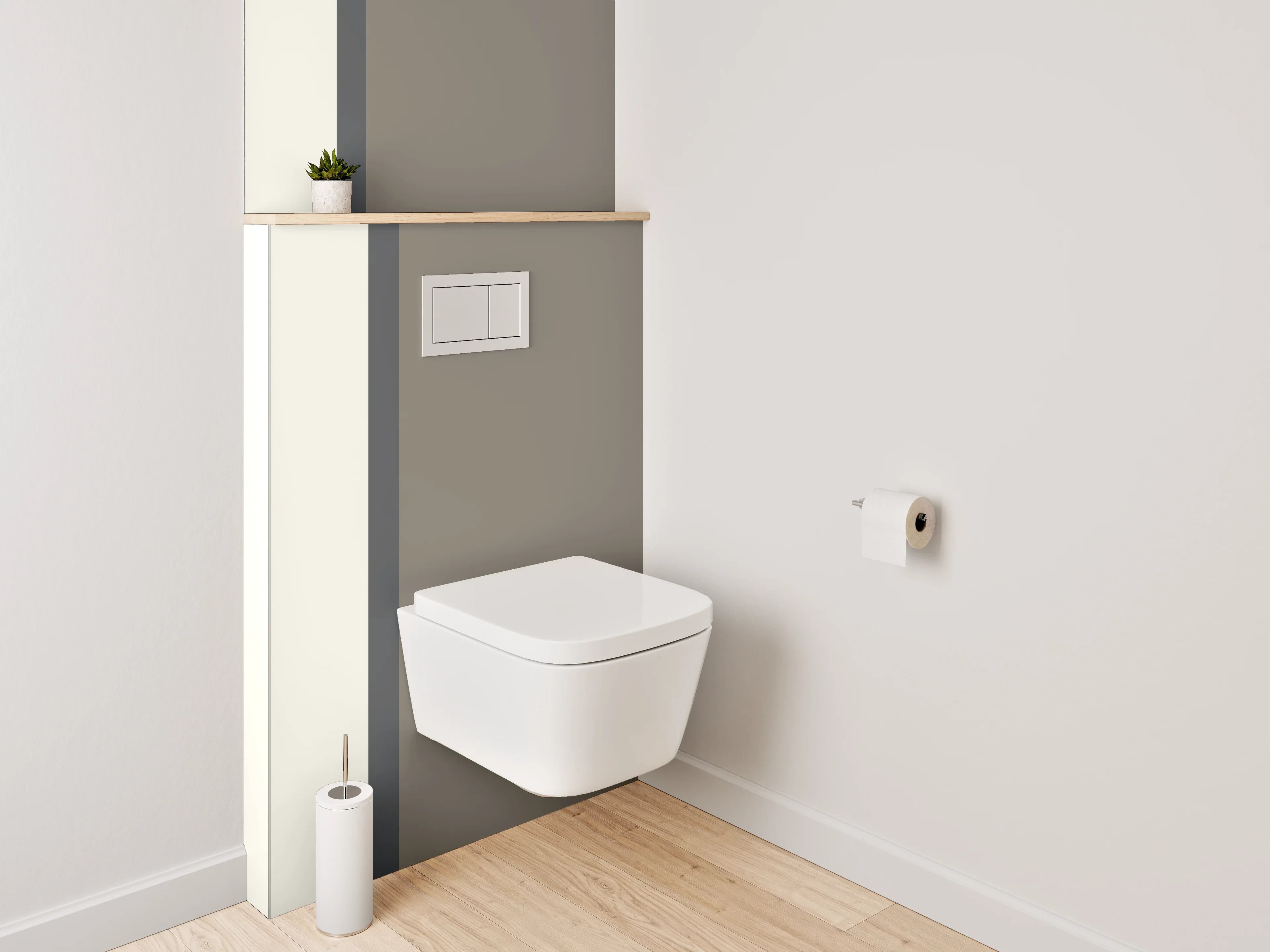 WC-Rückwand - Neutrale Farbpalette in Beige und Grau
