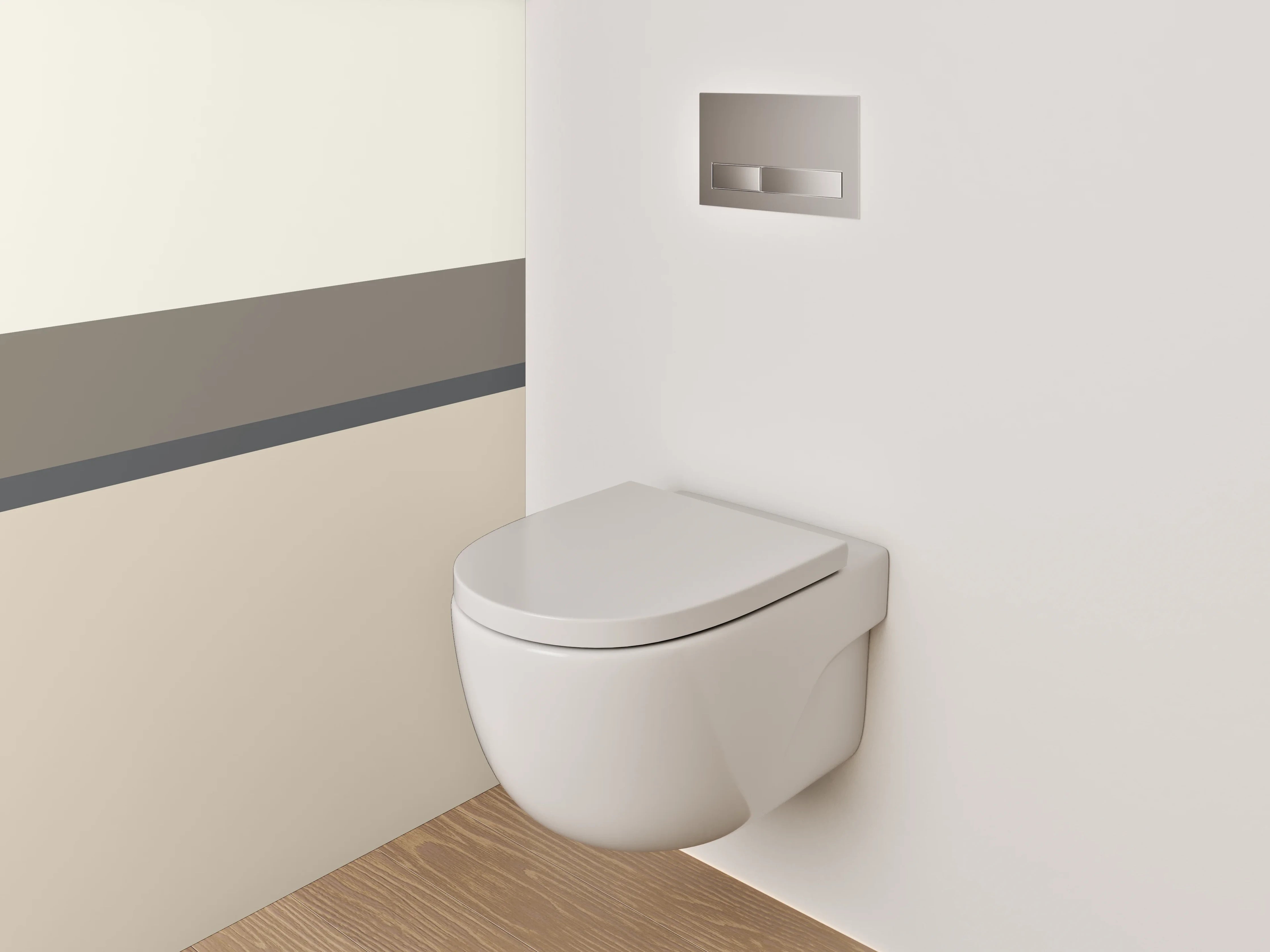 WC-Rückwand - Neutrale Farbstreifen, Beige und Grau