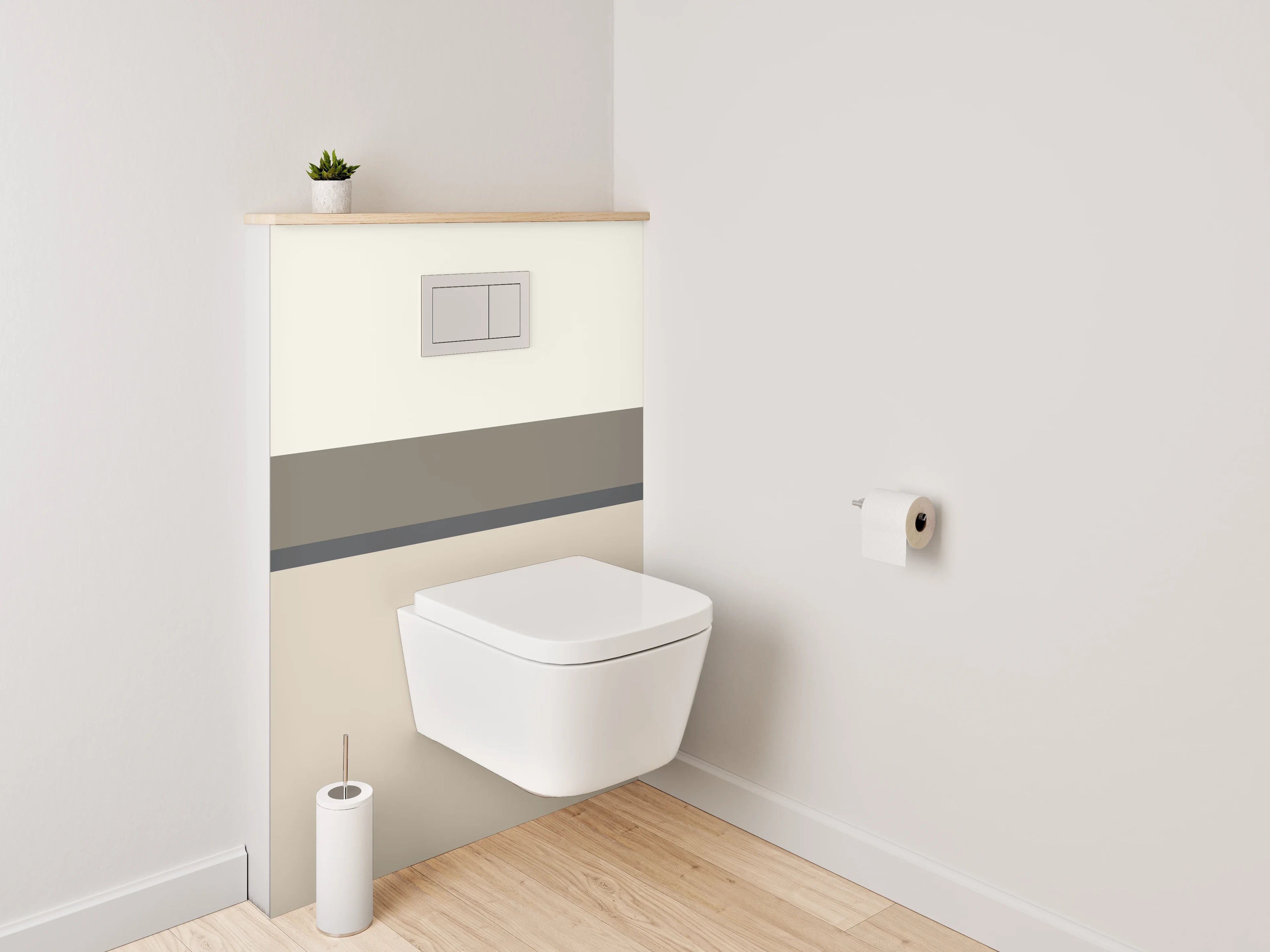 WC-Rückwand - Neutrale Farbstreifen, Beige und Grau