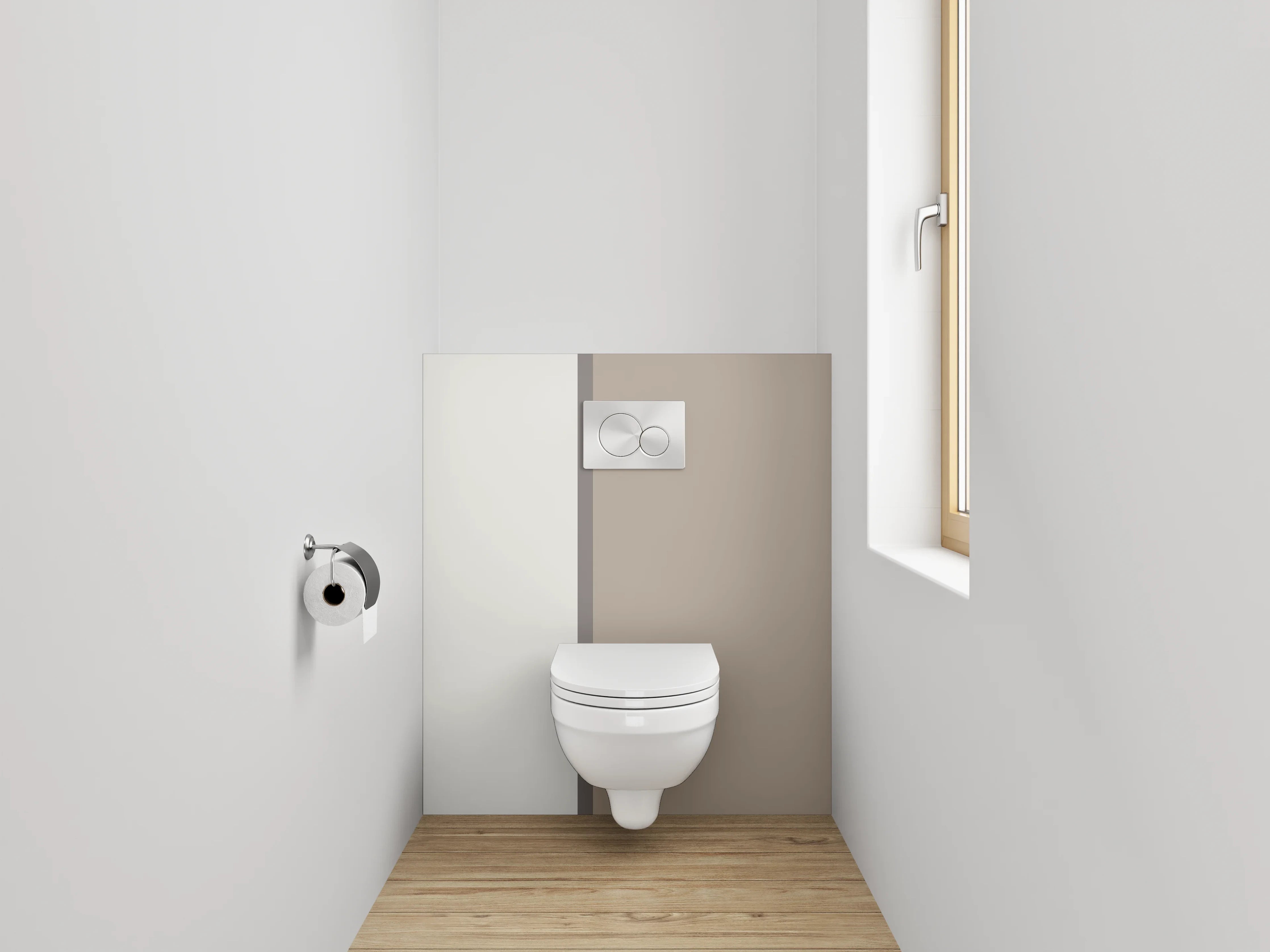 WC-Rückwand - Neutrale beige und grau Bildkomposition