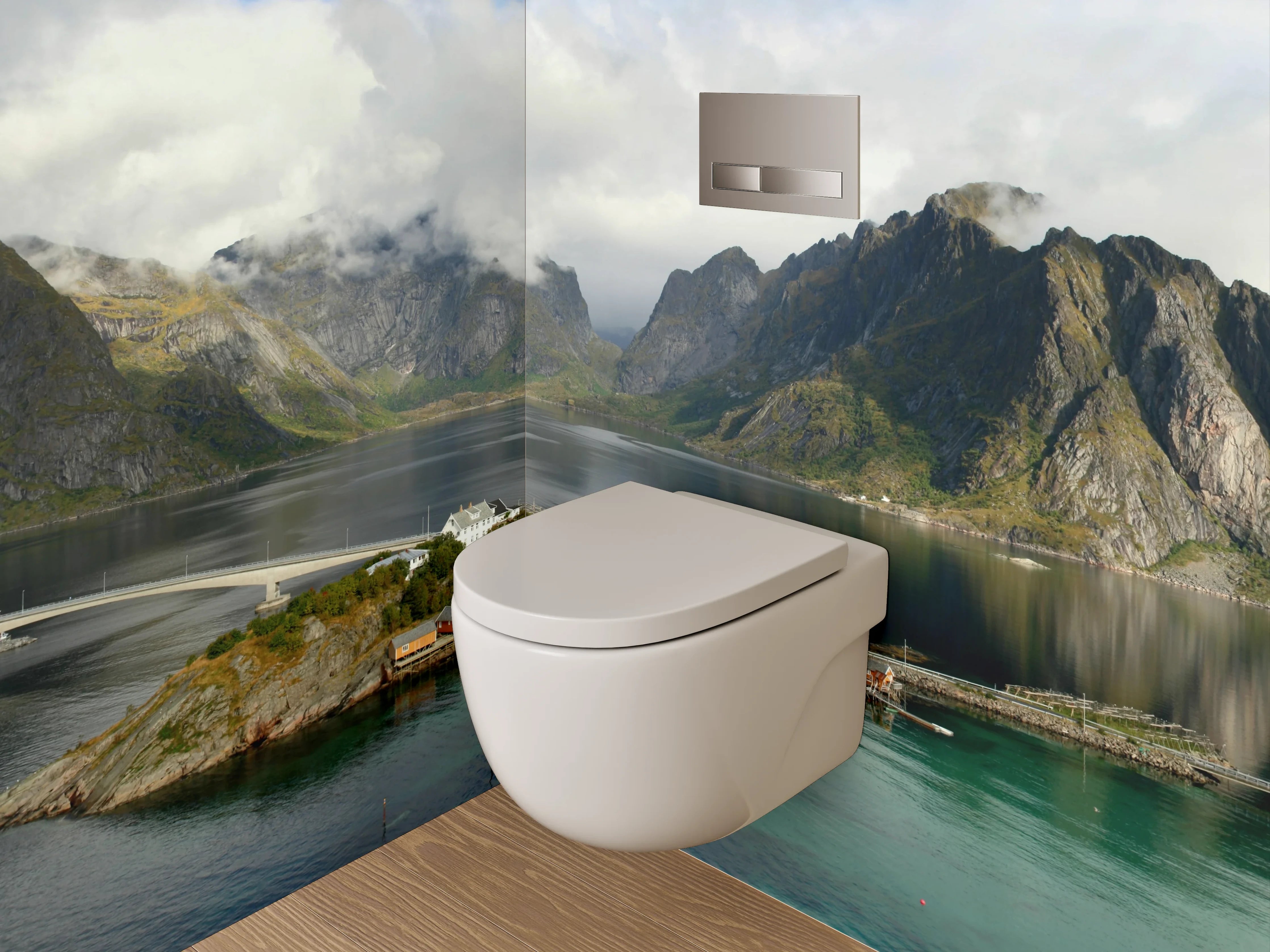WC-Rückwand - Norwegische Fjordpanorama Landschaft