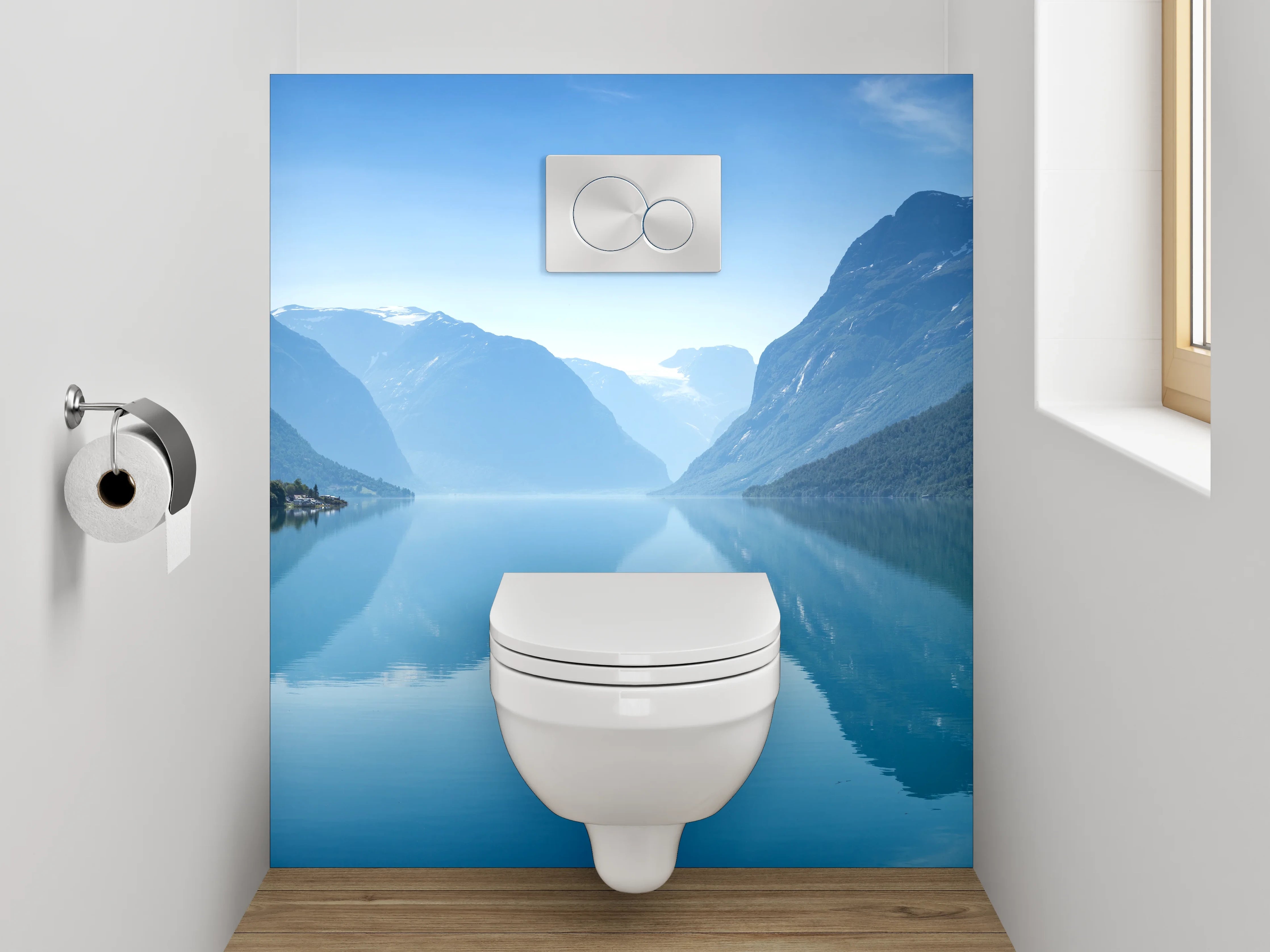 WC-Rückwand - Norwegischer Fjord – Panoramablick