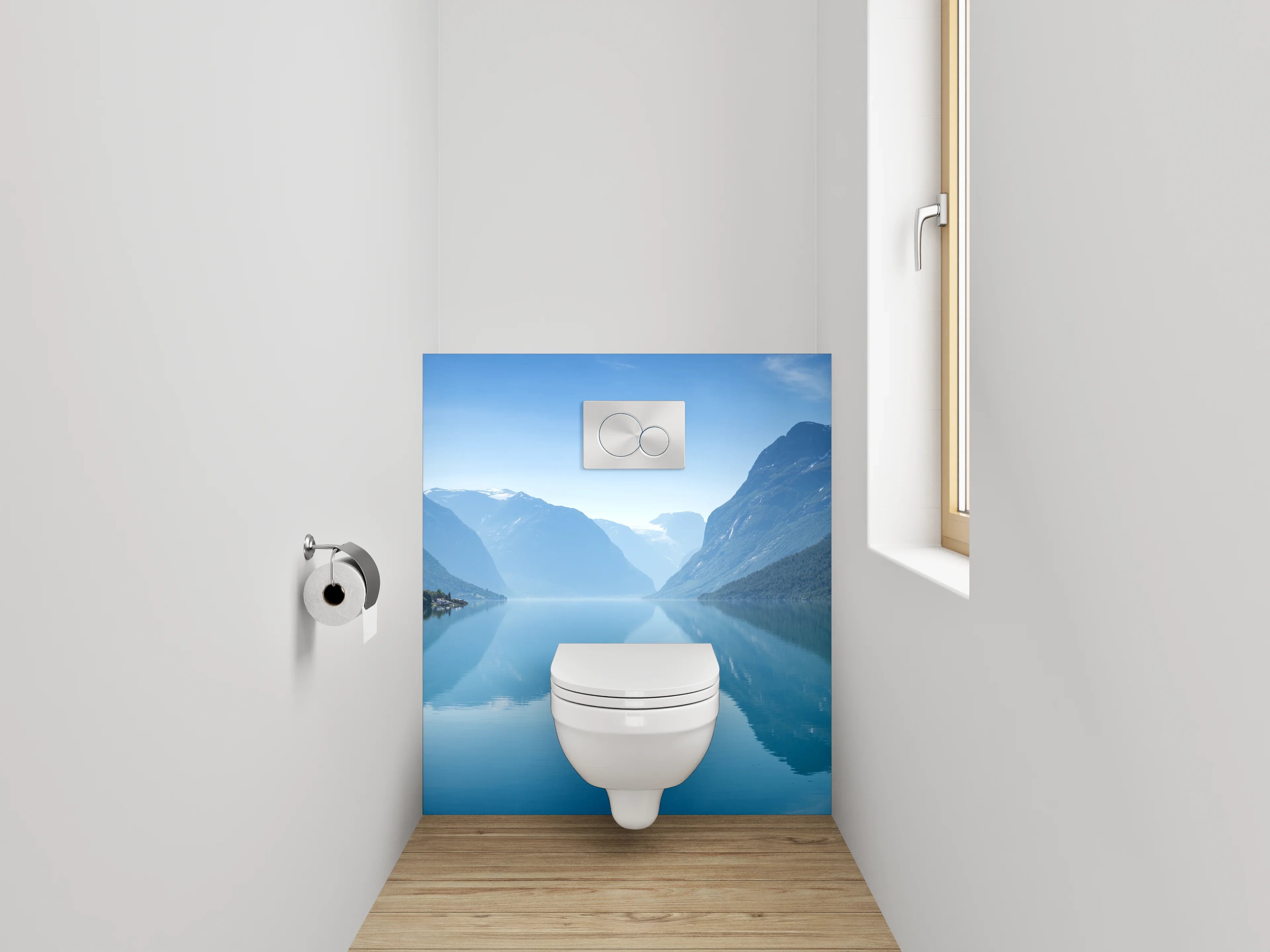 WC-Rückwand - Norwegischer Fjord – Panoramablick