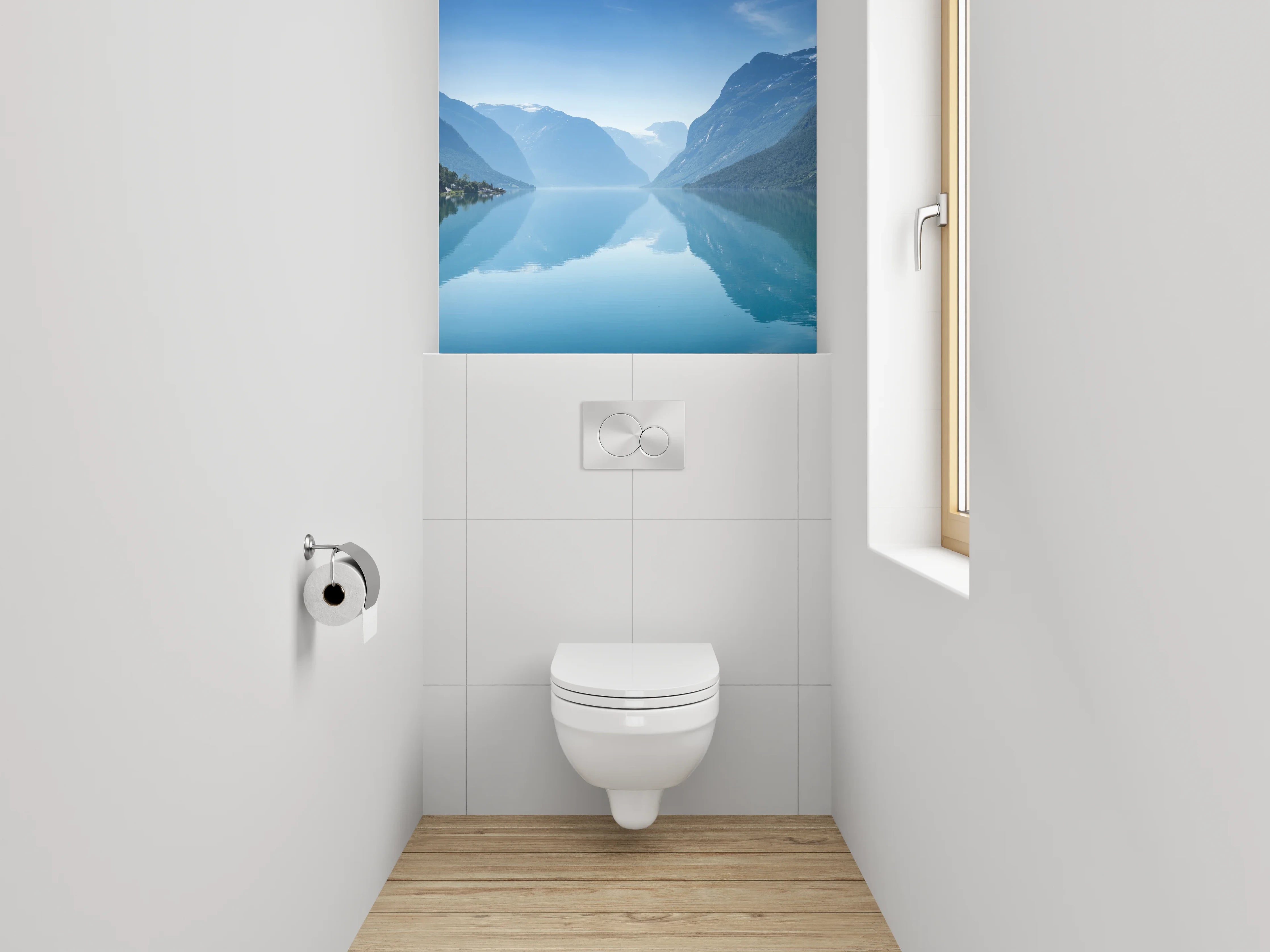 WC-Rückwand - Norwegischer Fjord – Panoramablick