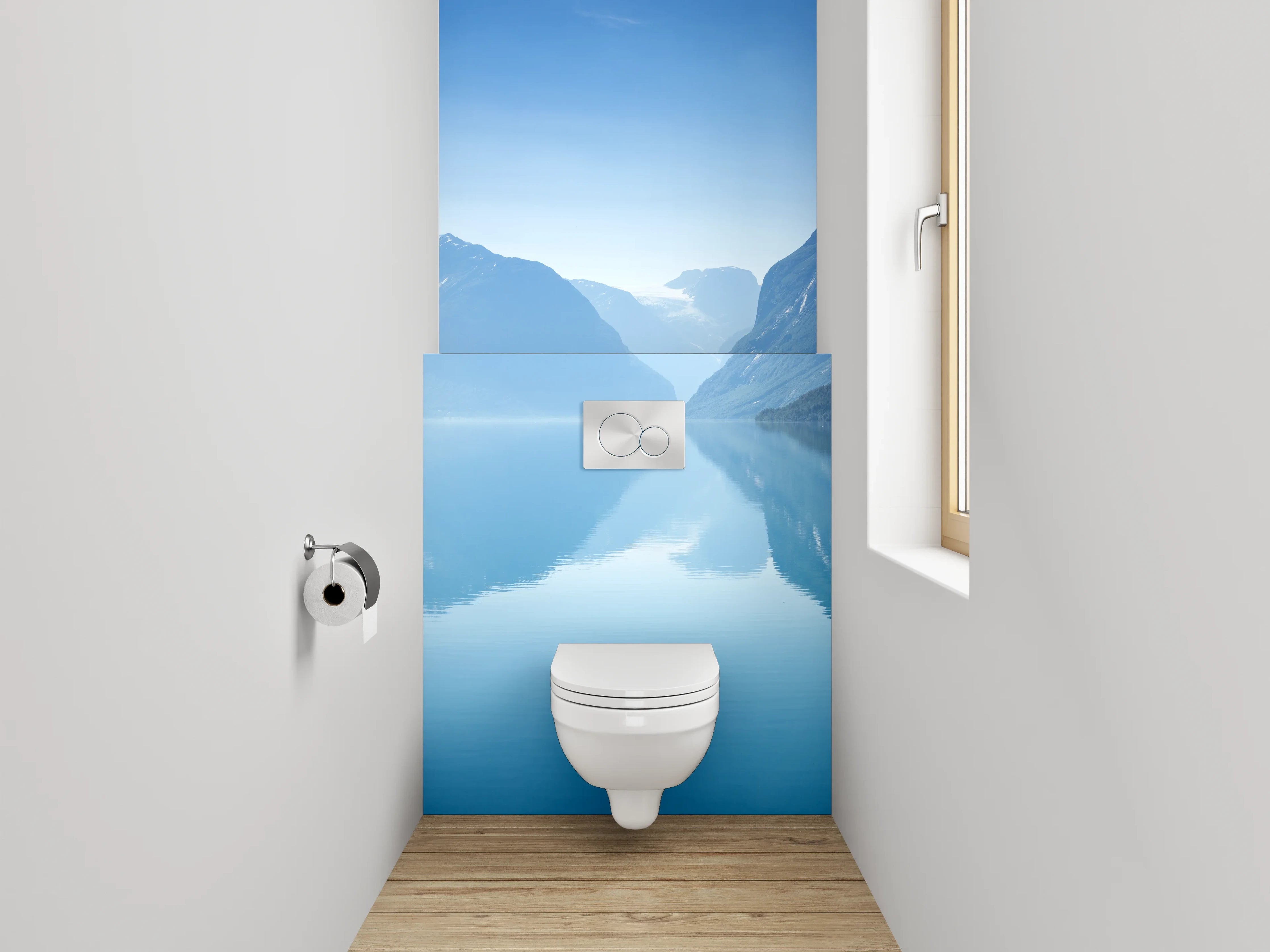 WC-Rückwand - Norwegischer Fjord – Panoramablick