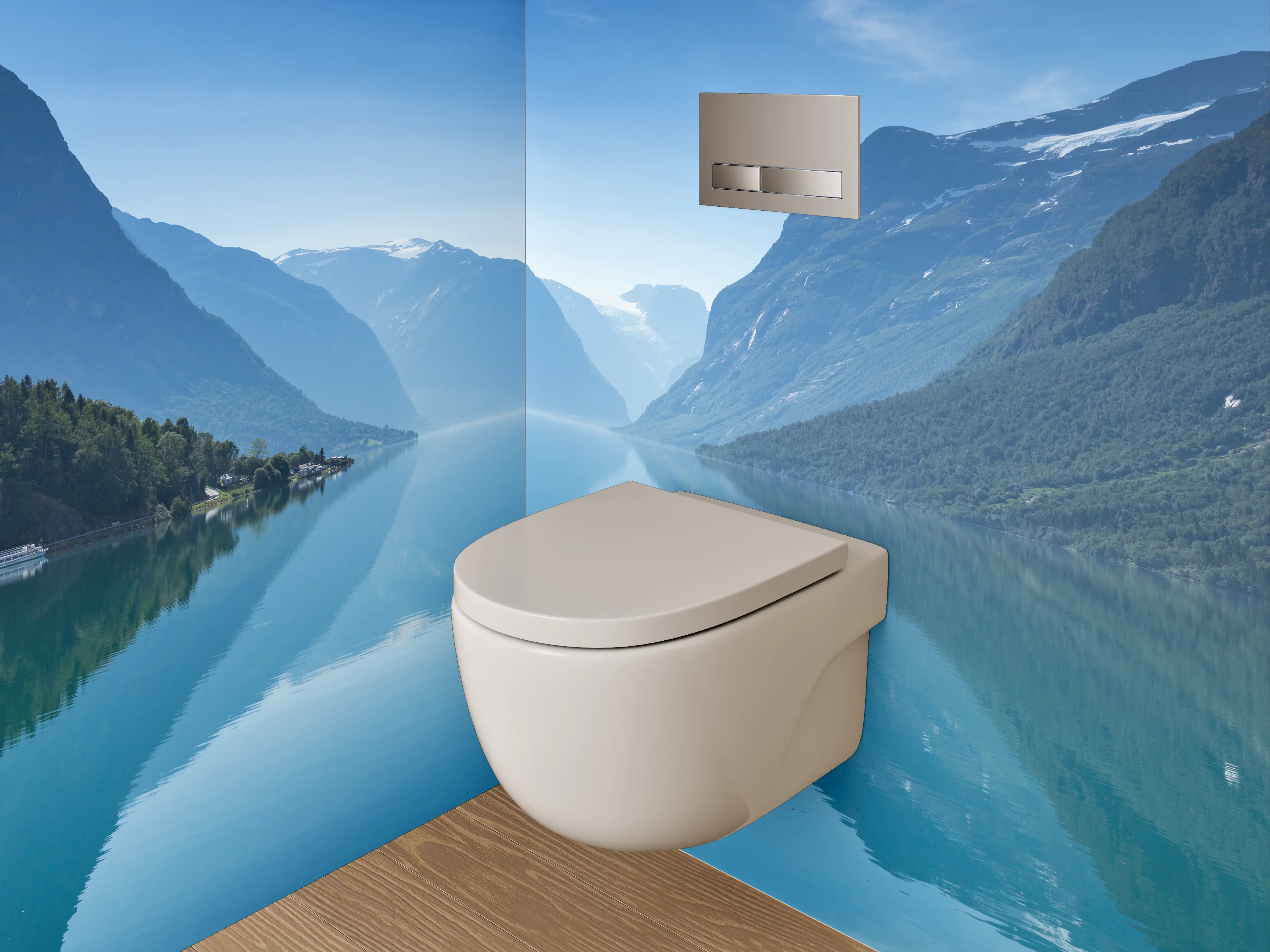 WC-Rückwand - Norwegischer Fjord – Panoramablick