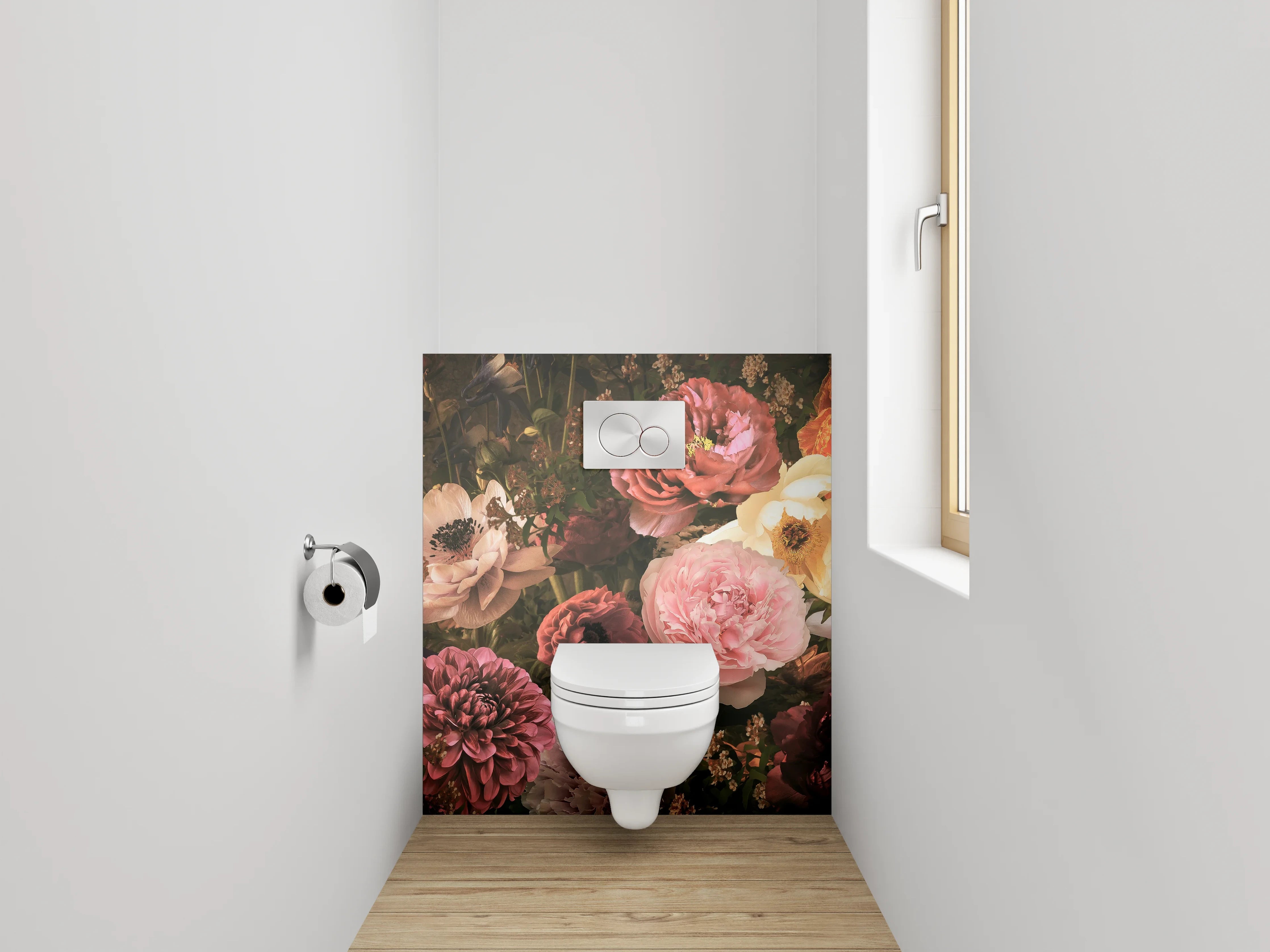 WC-Rückwand - Opulentes Blumenbouquet Vintage-Look