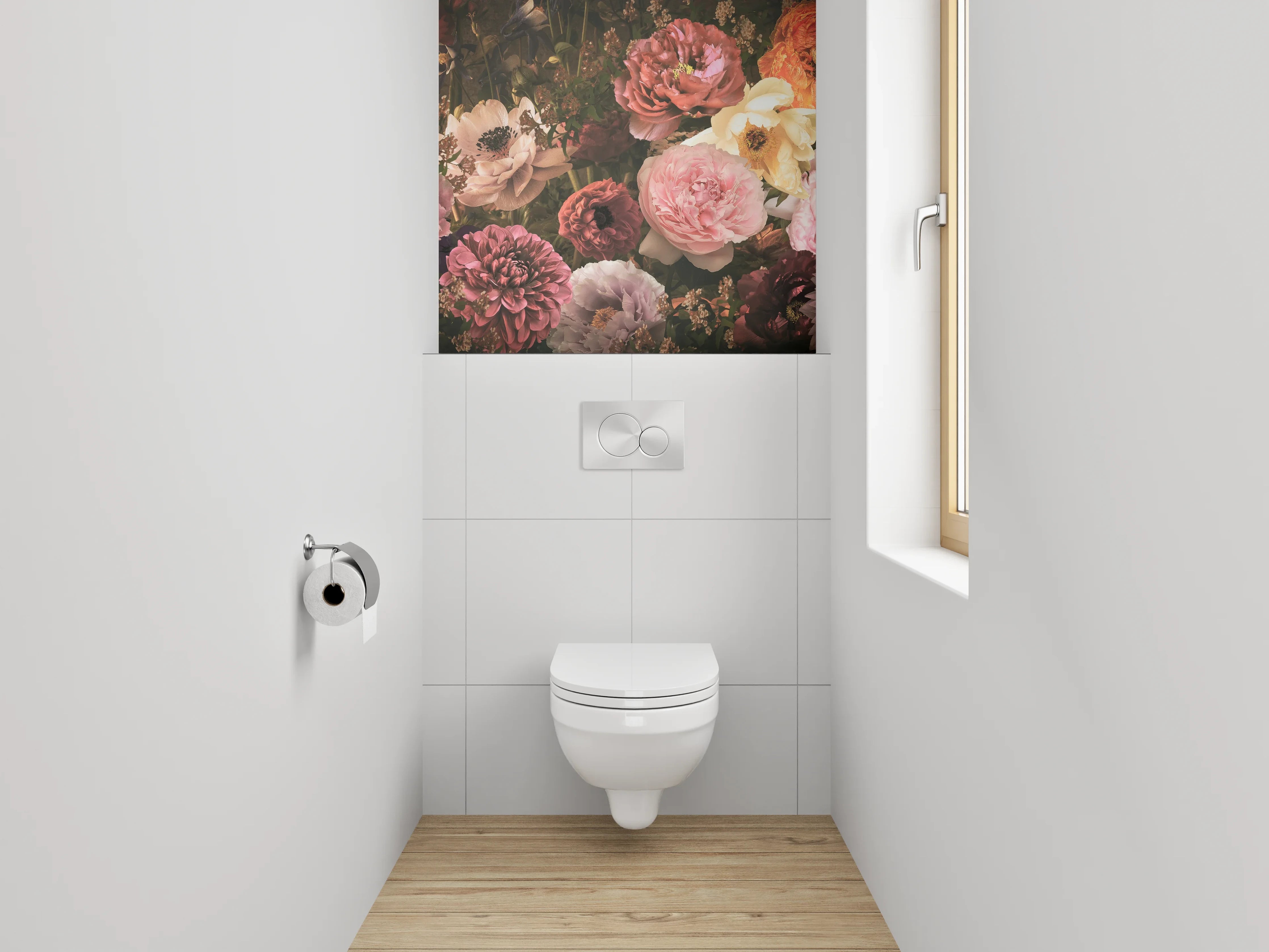 WC-Rückwand - Opulentes Blumenbouquet Vintage-Look