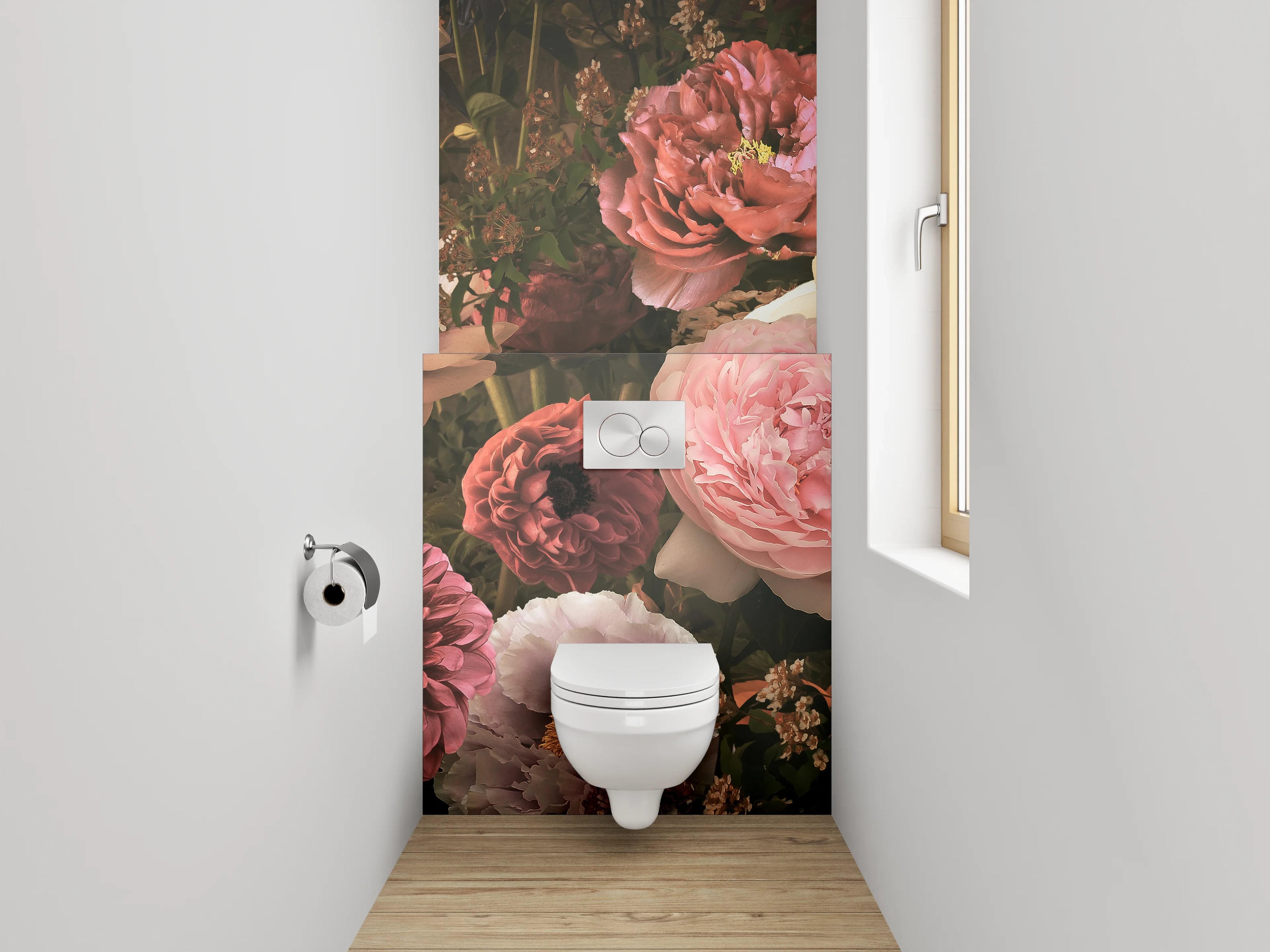 WC-Rückwand - Opulentes Blumenbouquet Vintage-Look