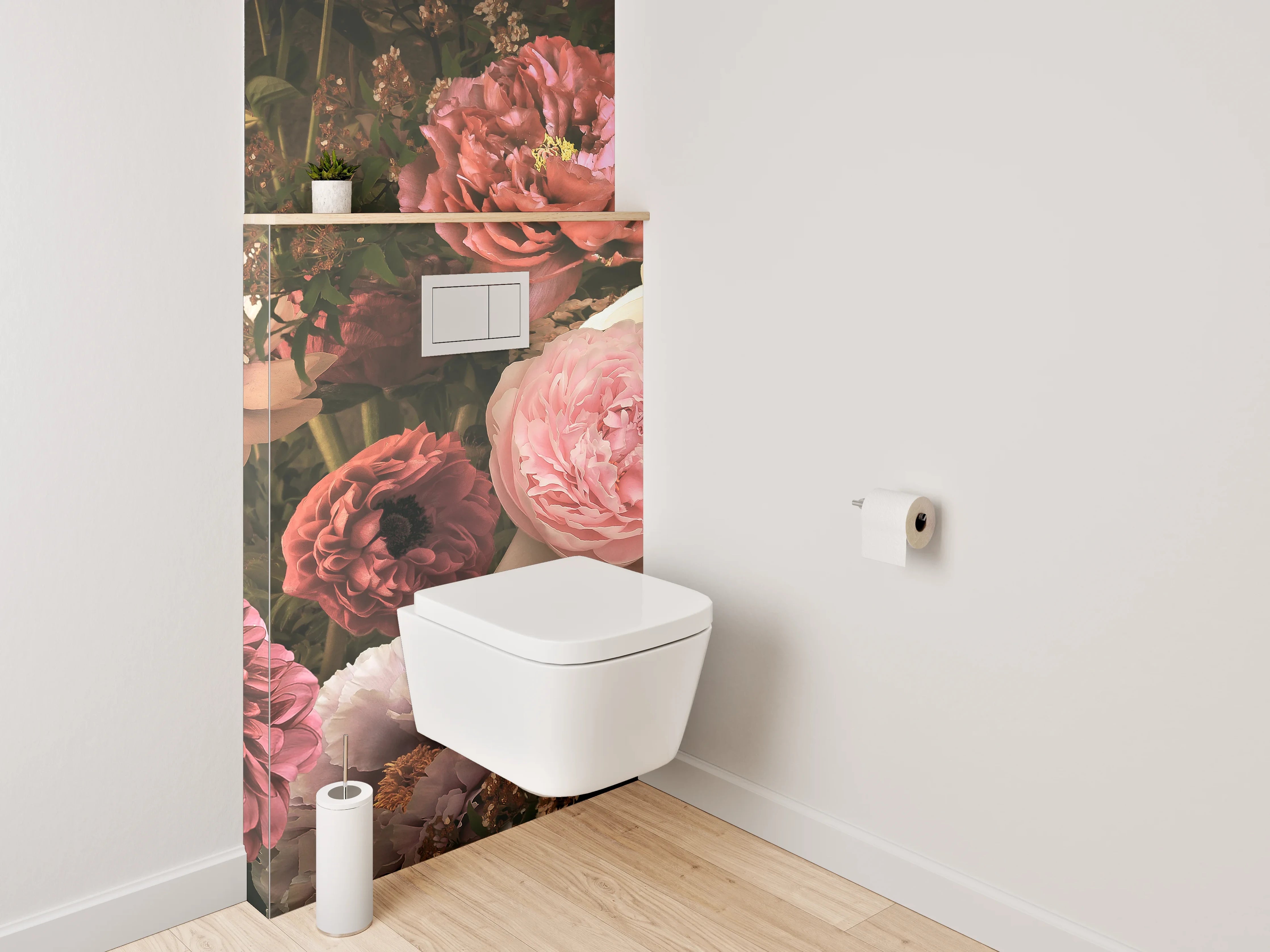 WC-Rückwand - Opulentes Blumenbouquet Vintage-Look