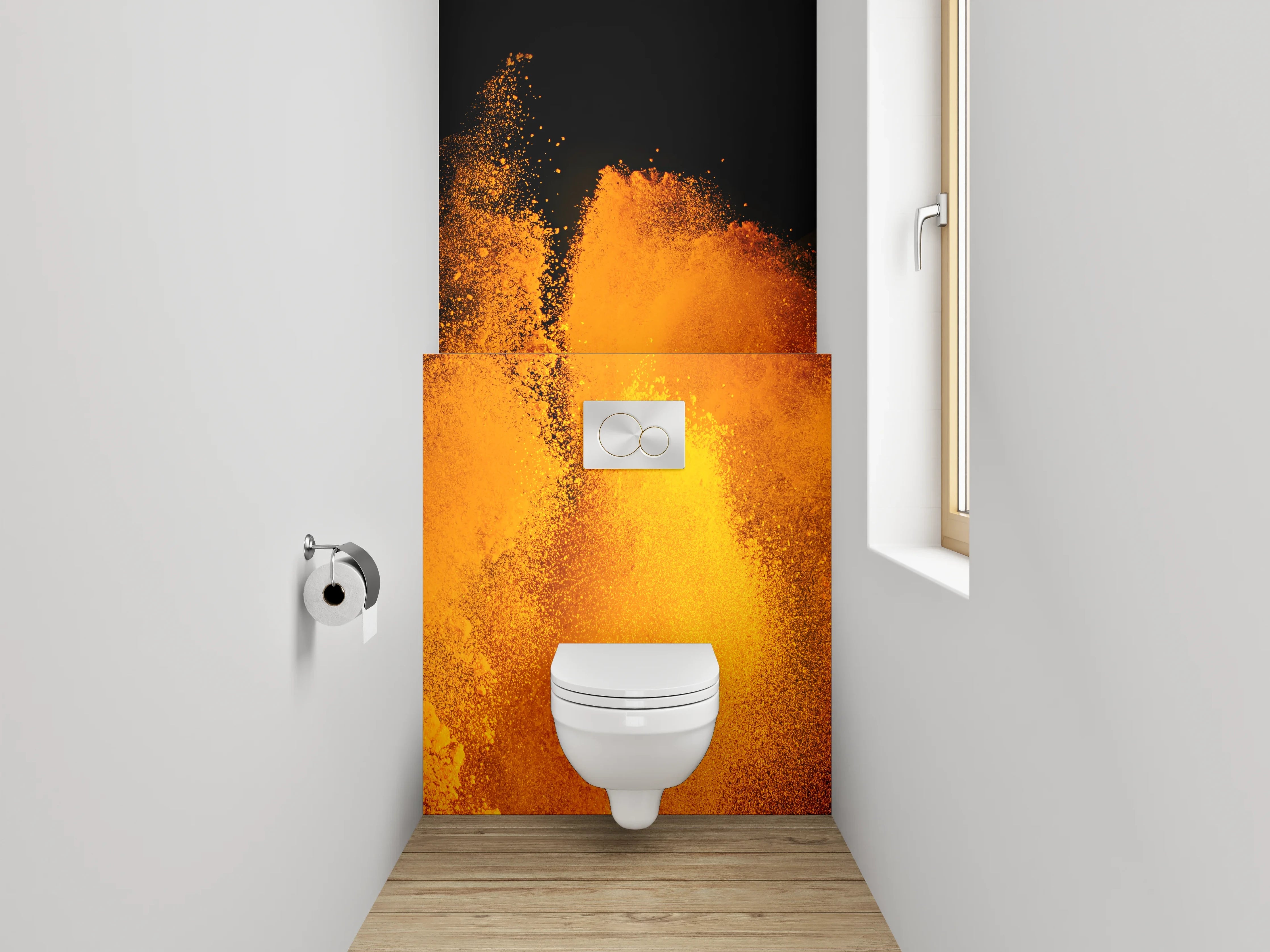 WC-Rückwand - Orange Explosion Abstrakt Wandbild
