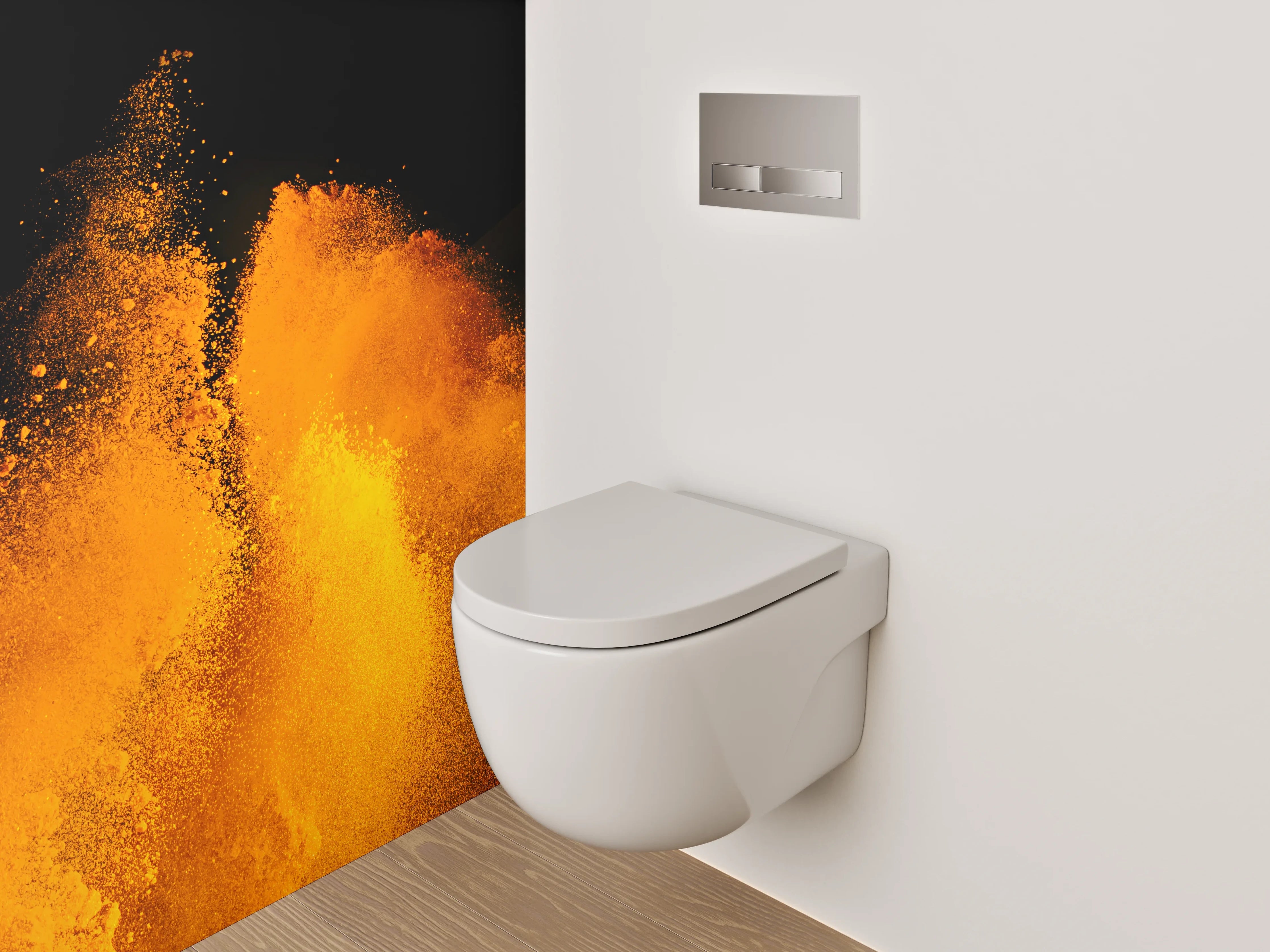 WC-Rückwand - Orange Explosion Abstrakt Wandbild
