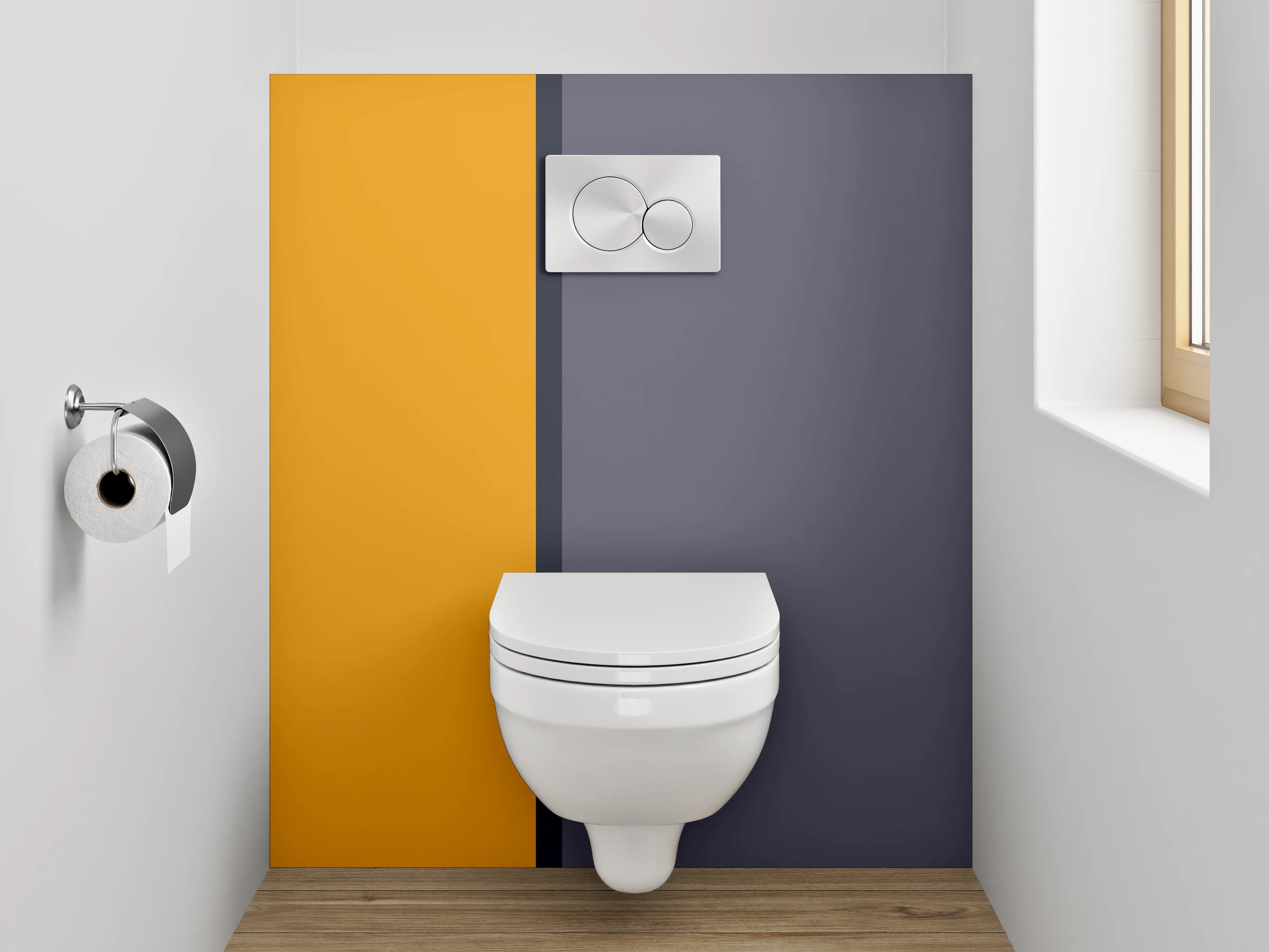 WC-Rückwand - Orange-Graues Farbblock Design