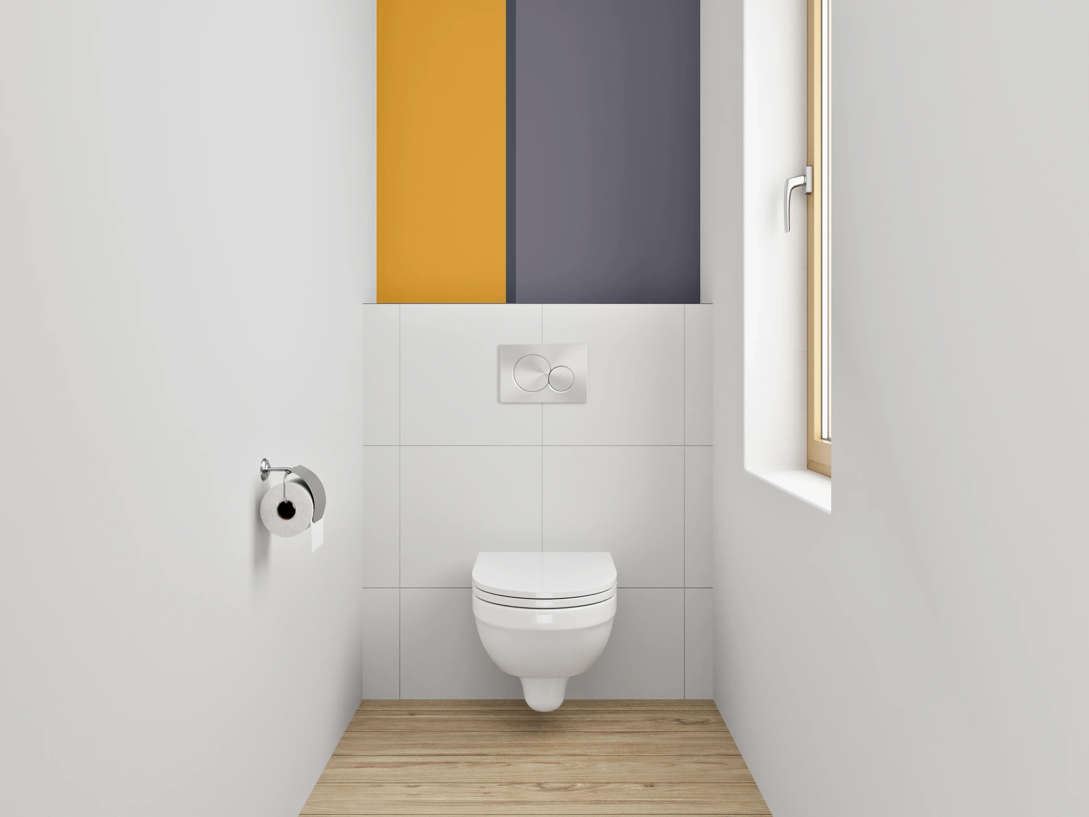 WC-Rückwand - Orange-Graues Farbblock Design