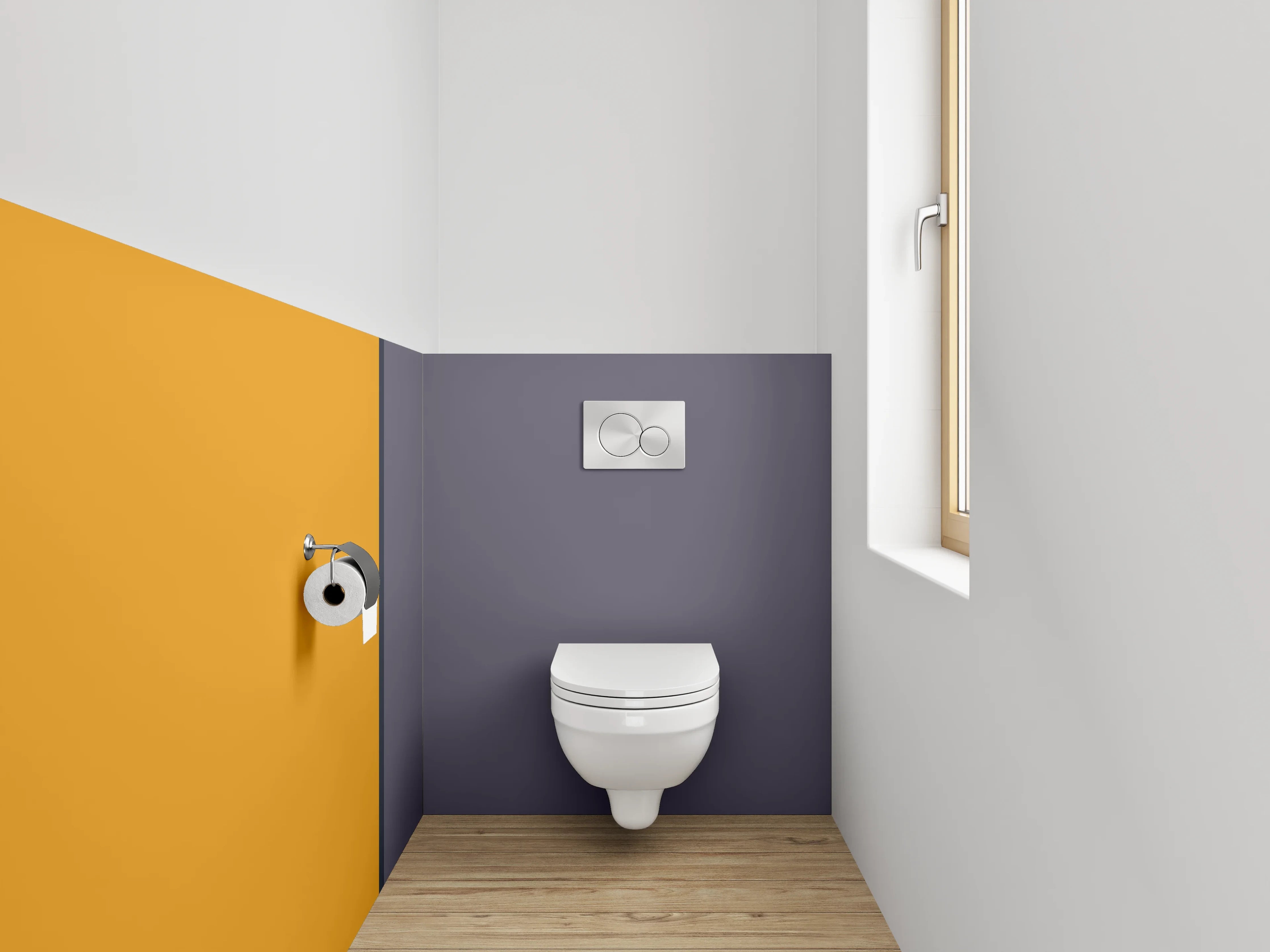 WC-Rückwand - Orange-Graues Farbblock Design