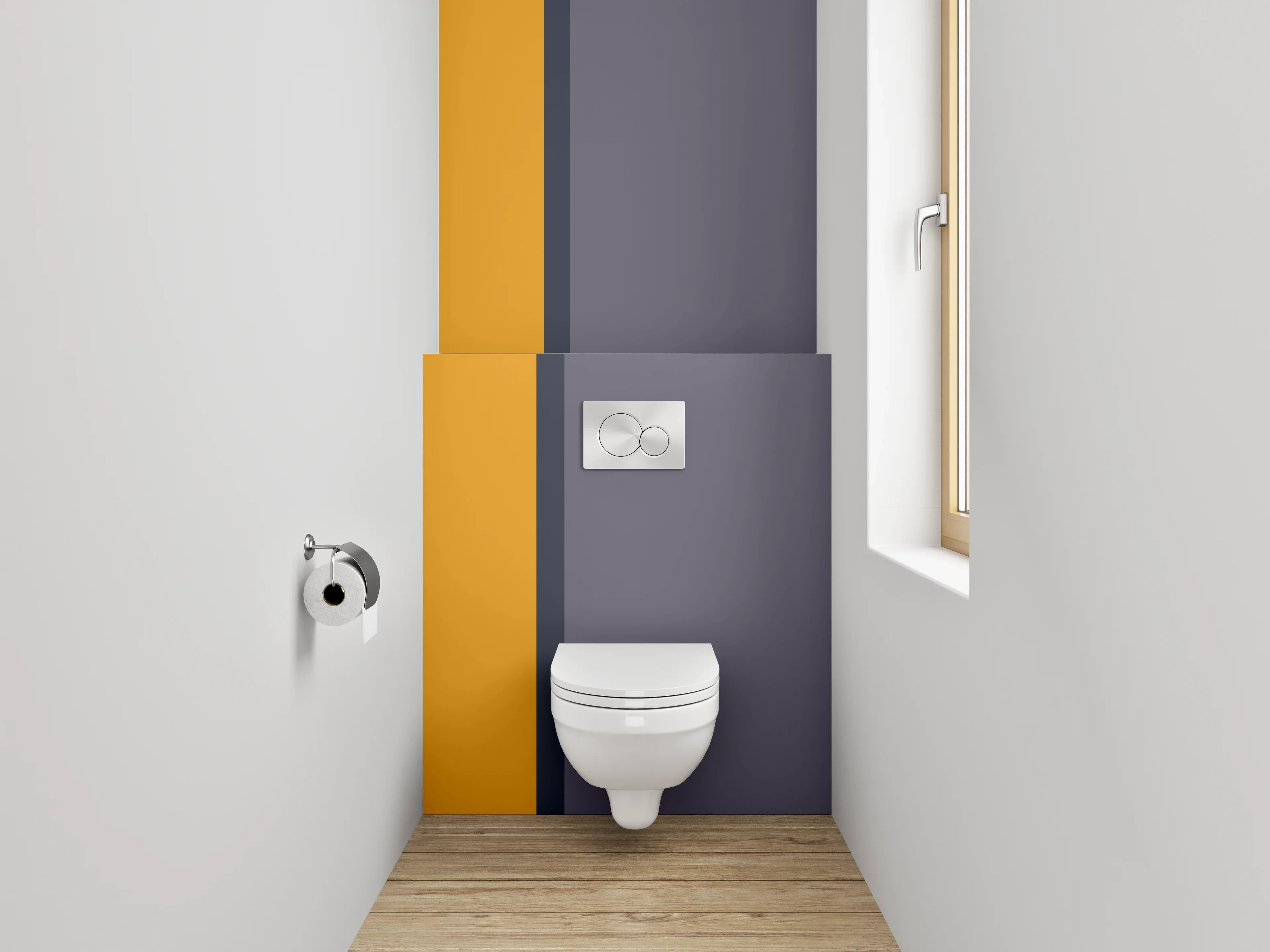 WC-Rückwand - Orange-Graues Farbblock Design