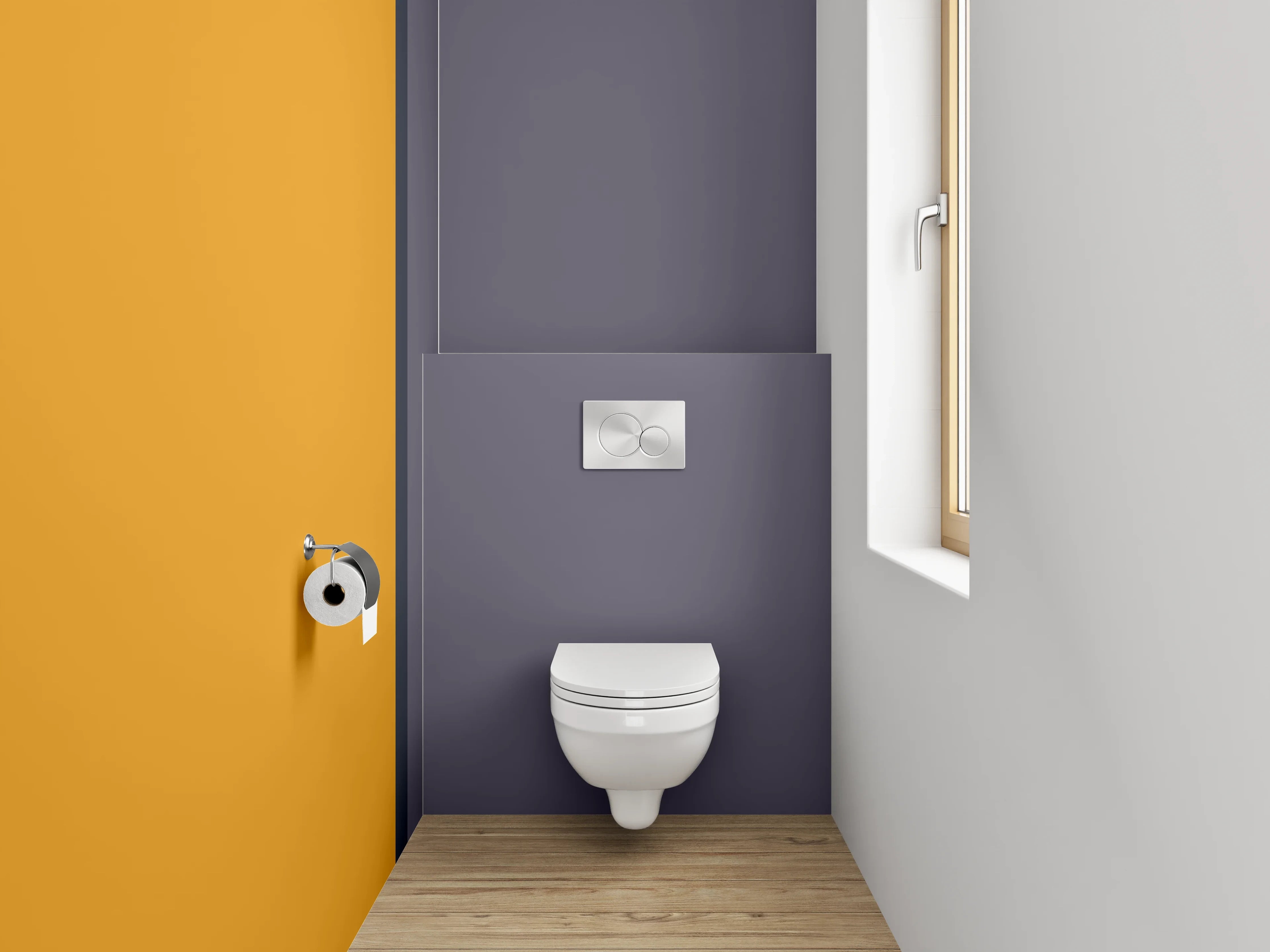 WC-Rückwand - Orange-Graues Farbblock Design