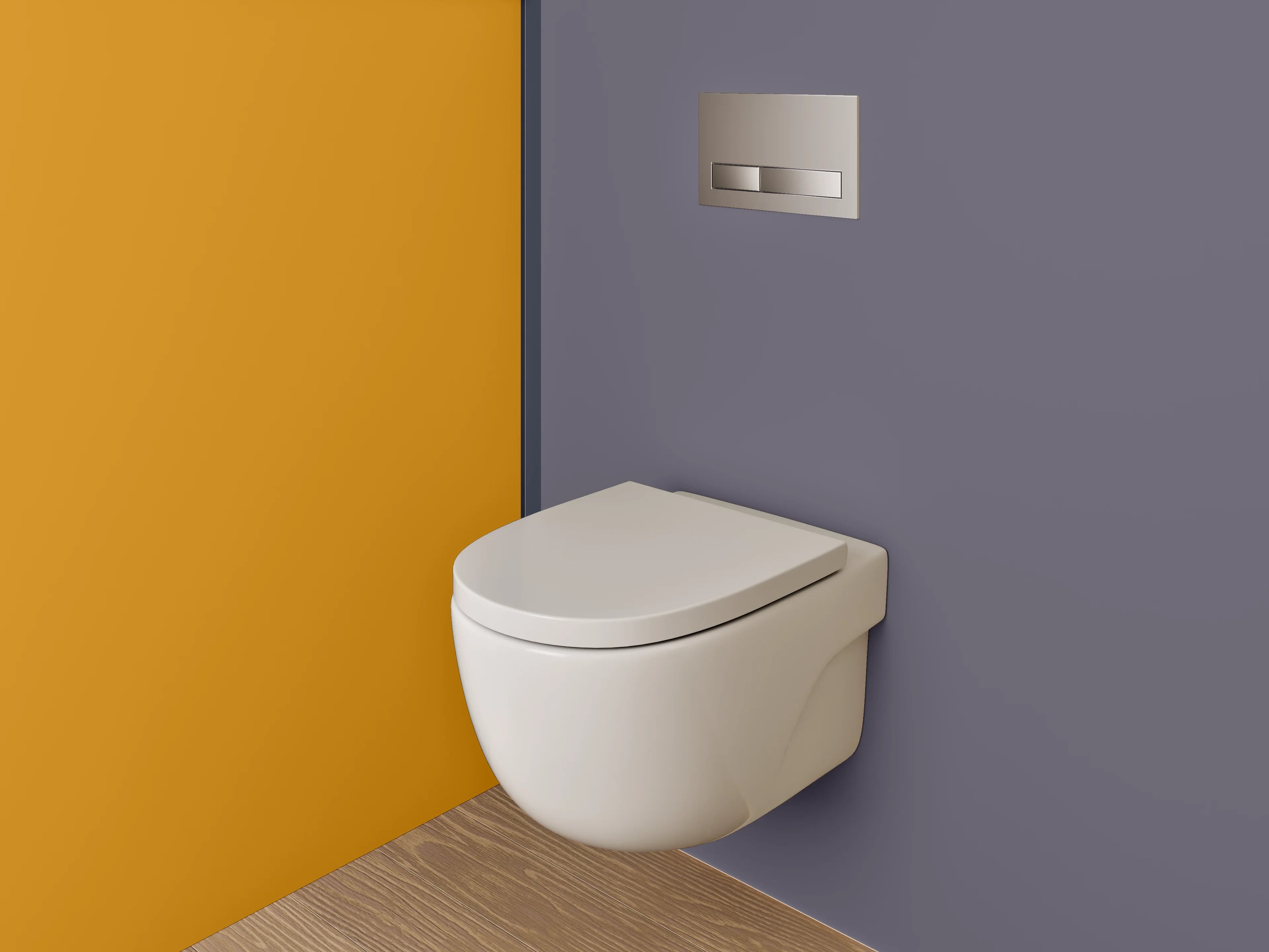 WC-Rückwand - Orange-Graues Farbblock Design
