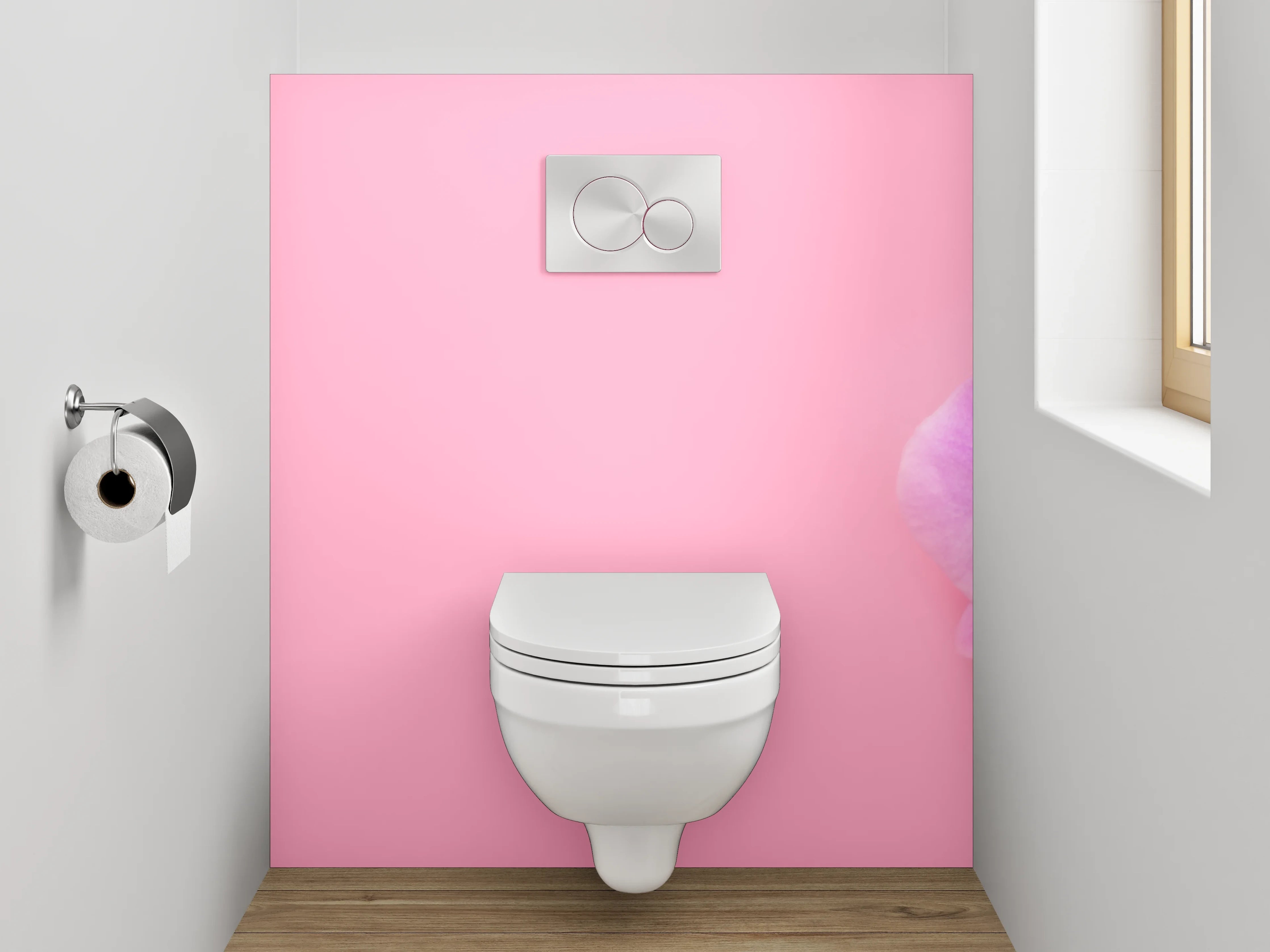 WC-Rückwand - Orchidee auf Rosa – Blütenzauber