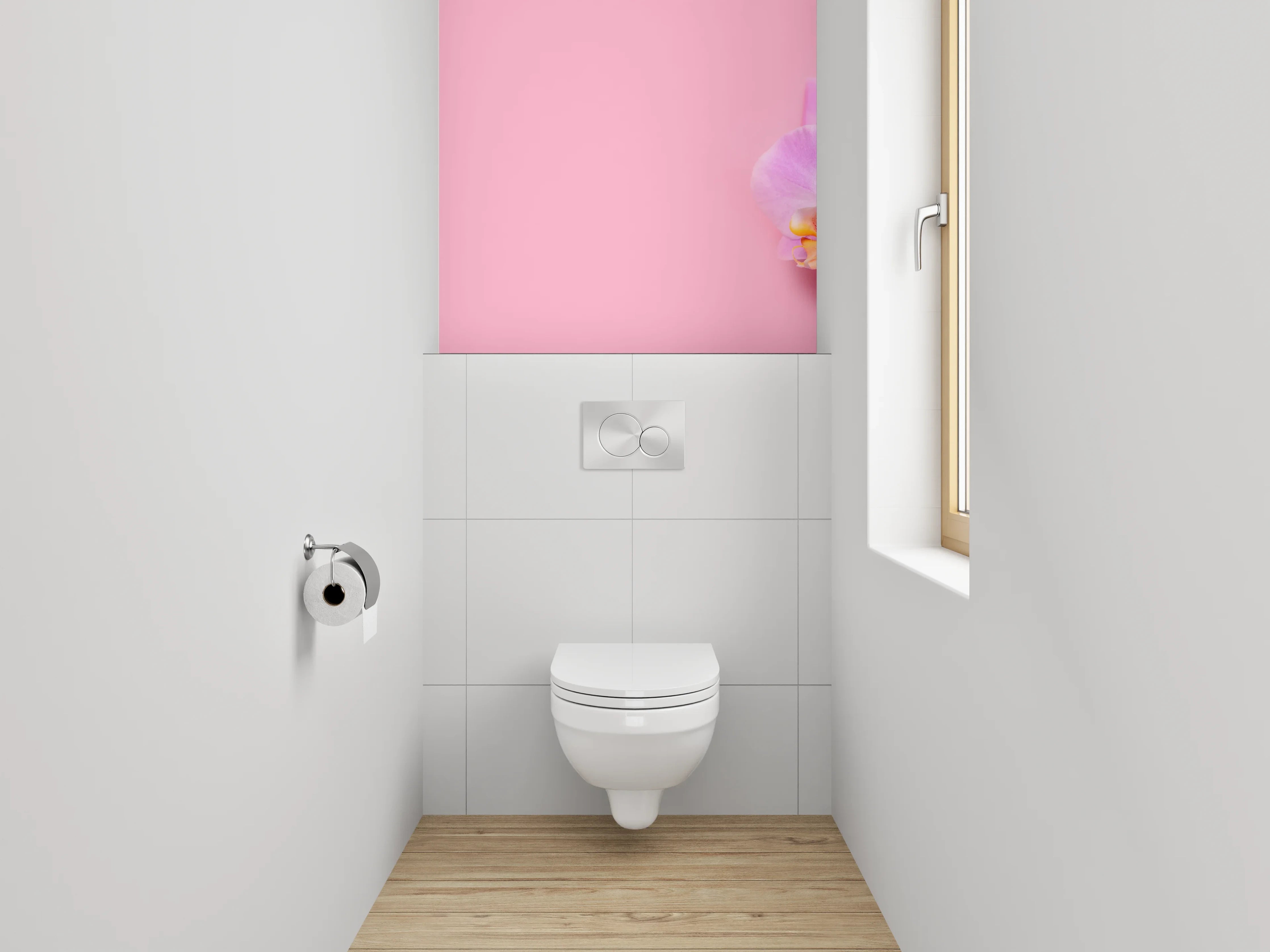 WC-Rückwand - Orchidee auf Rosa – Blütenzauber