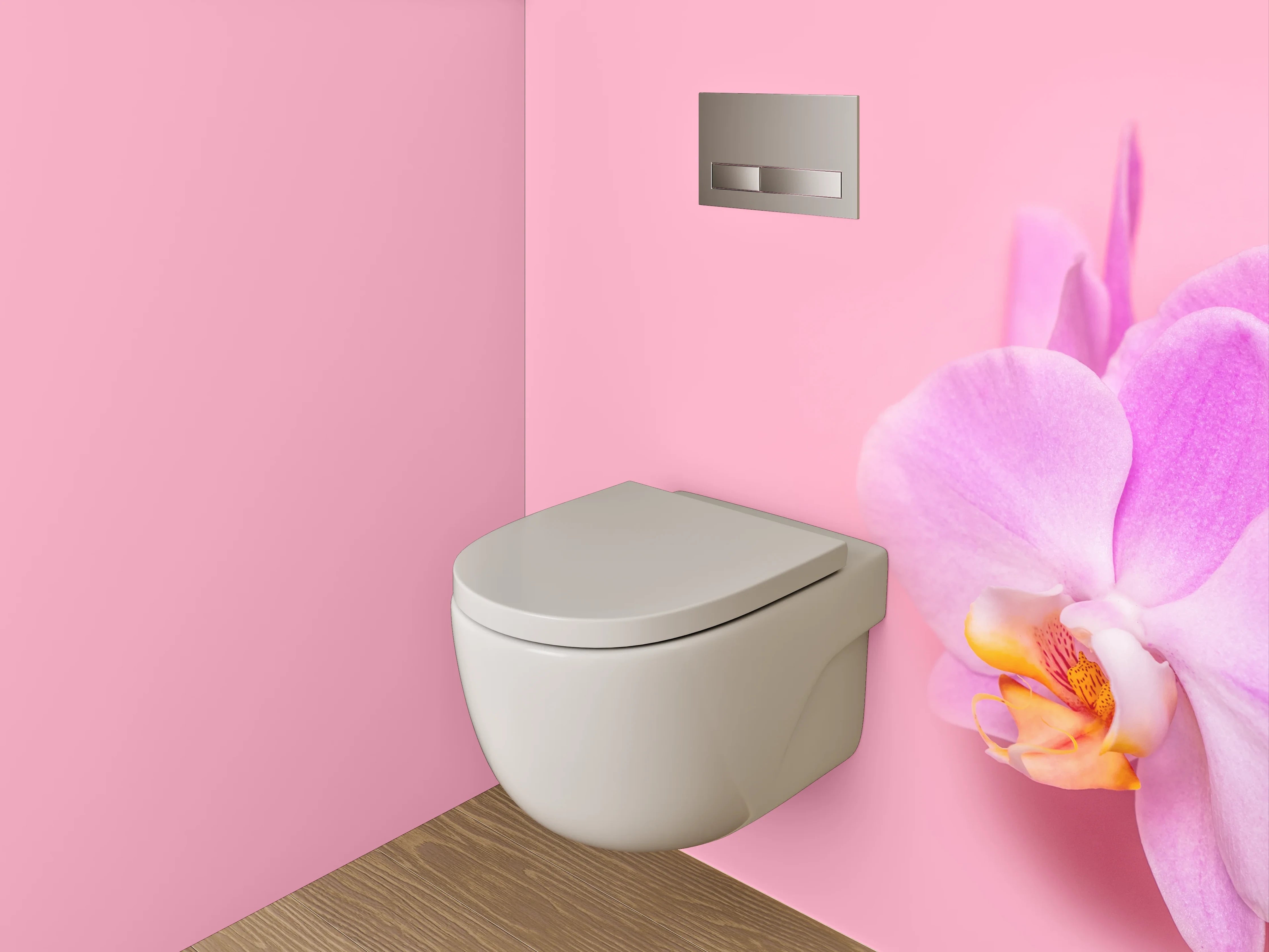 WC-Rückwand - Orchidee auf Rosa – Blütenzauber