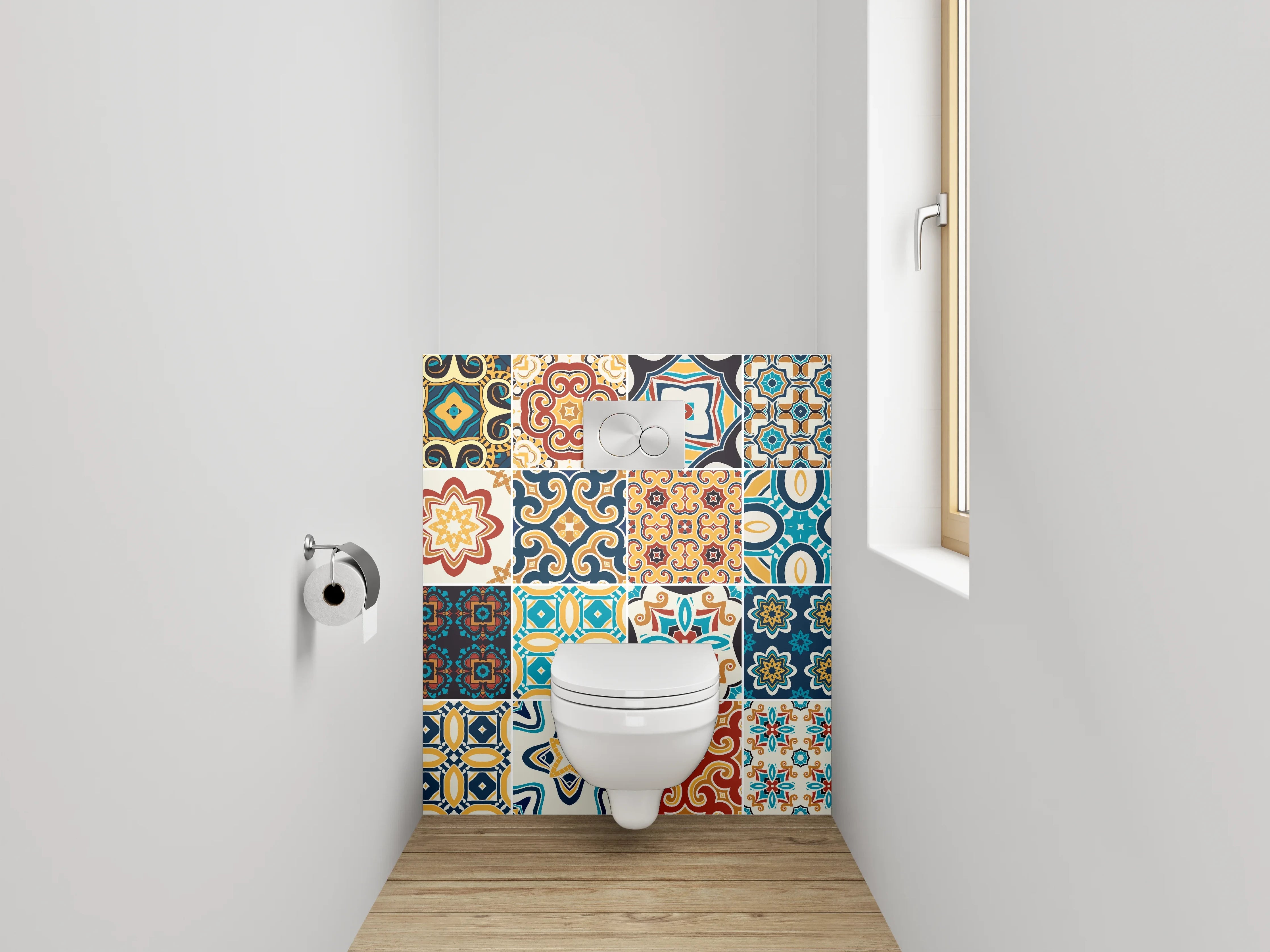 WC-Rückwand - Orientalische Fliesenmuster Bunt