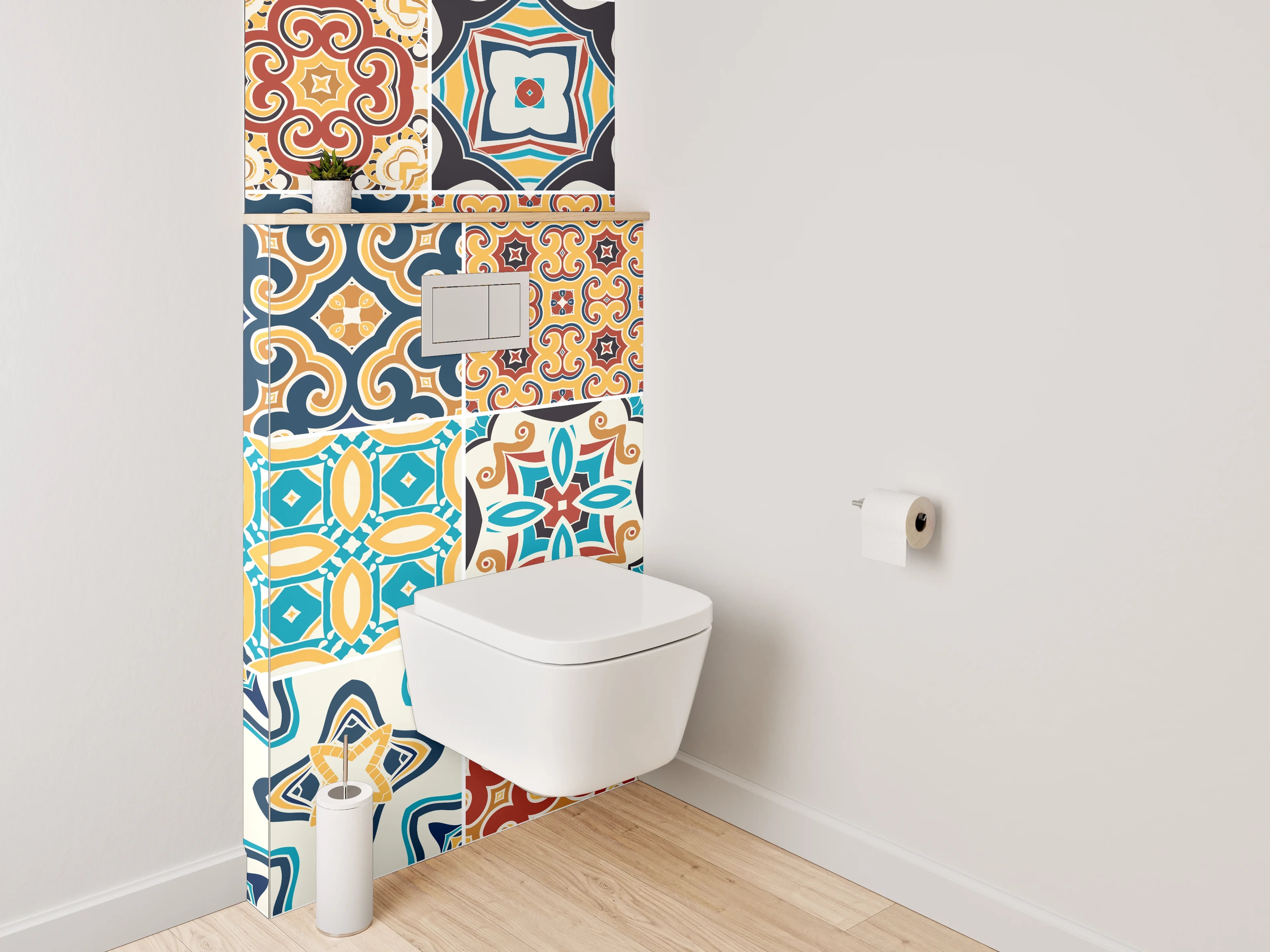 WC-Rückwand - Orientalische Fliesenmuster Bunt